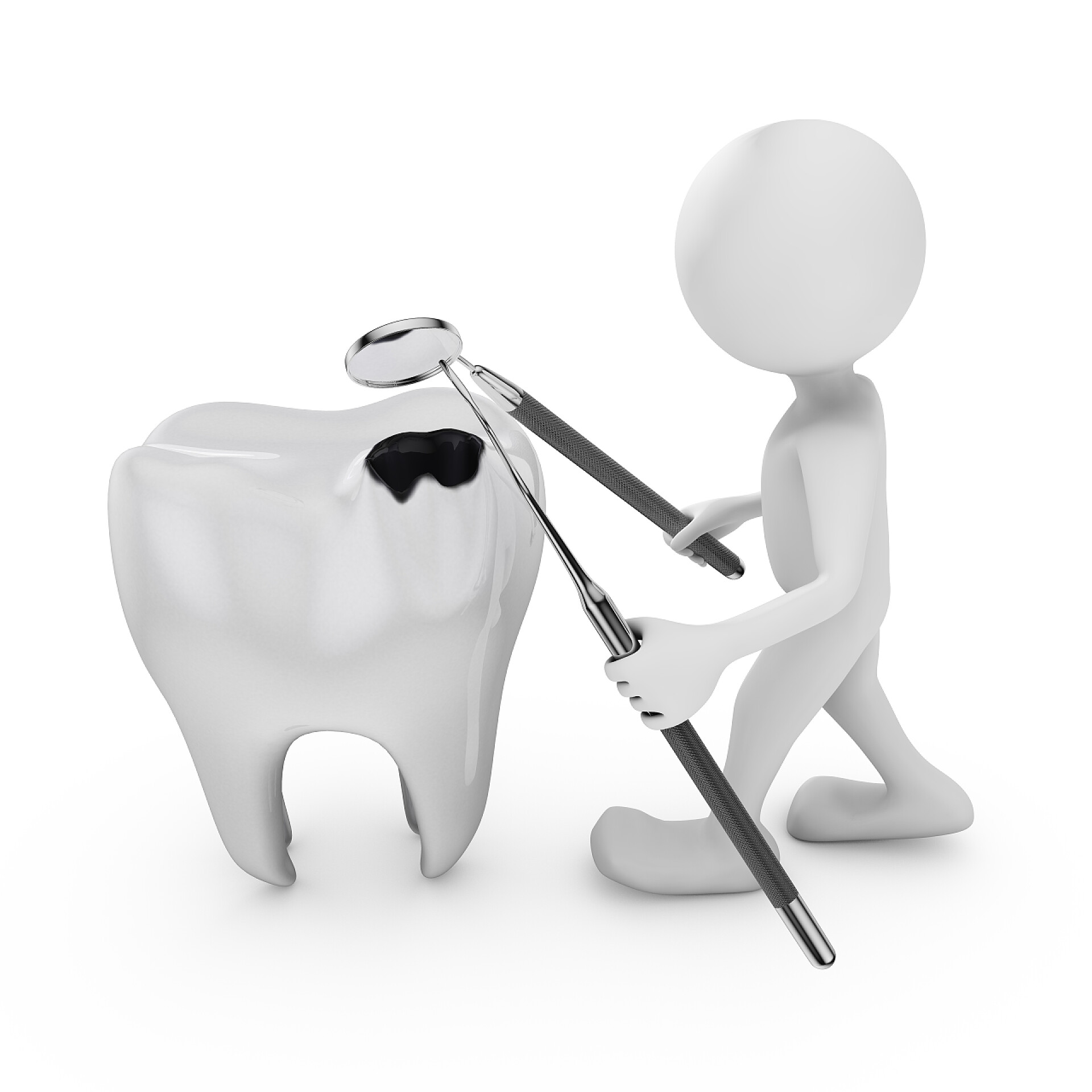 白色小人修补牙齿蛀牙