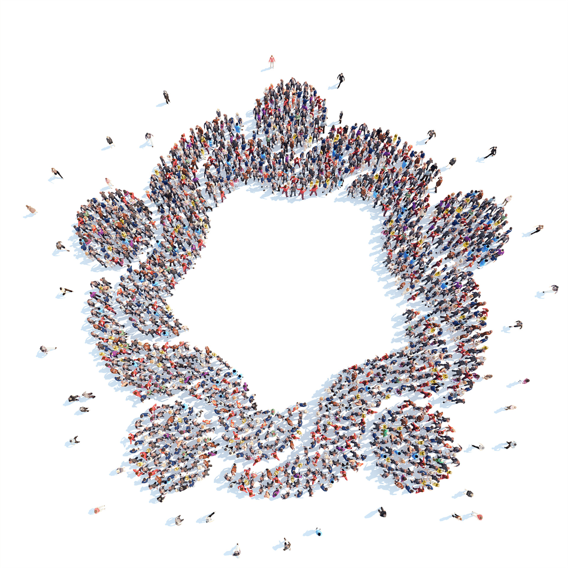 白色背景一大群人组成标志性符号人的抽象符号业务形式.