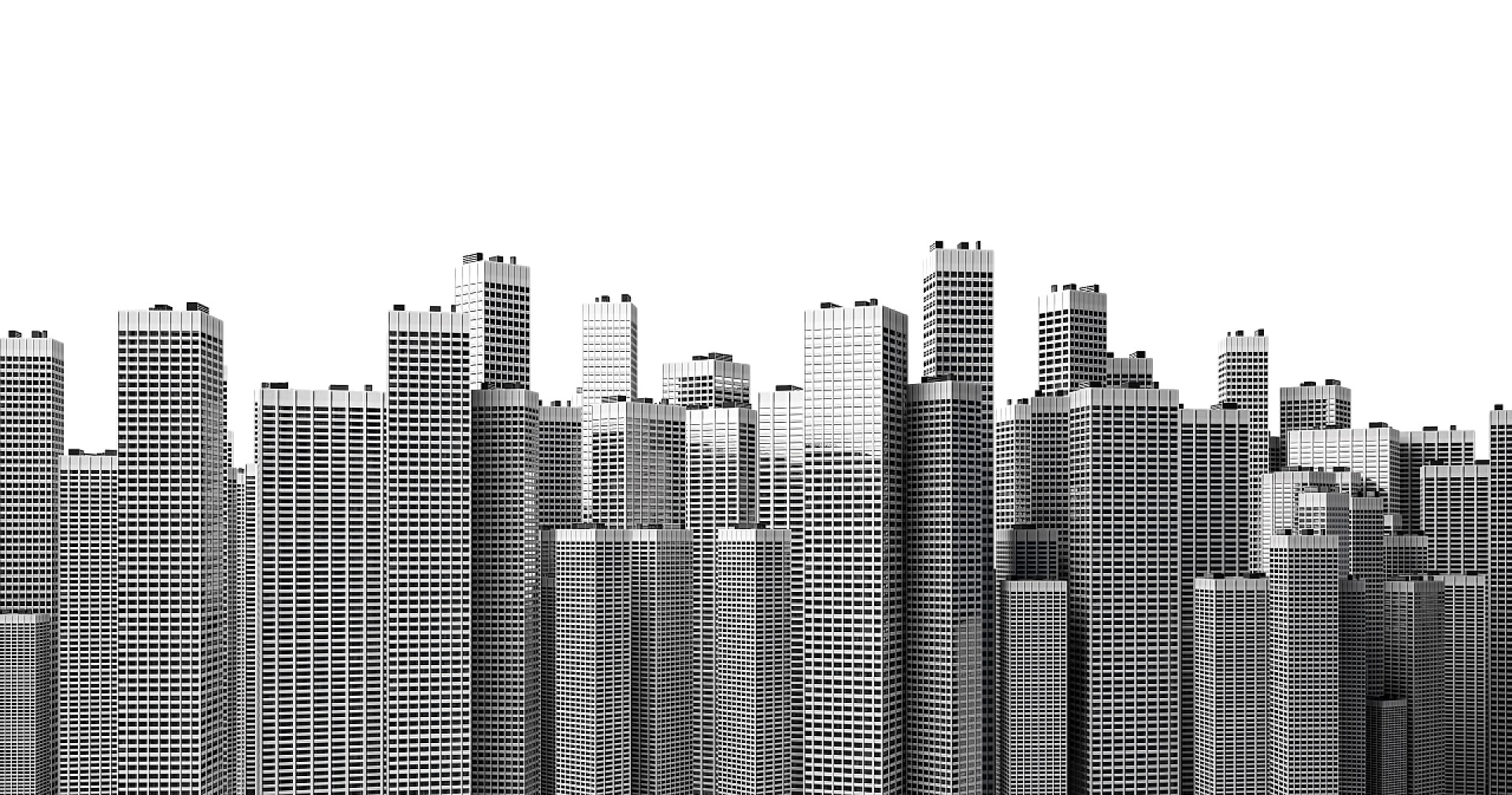 白色背景许多现代化高楼建筑很多现代建筑