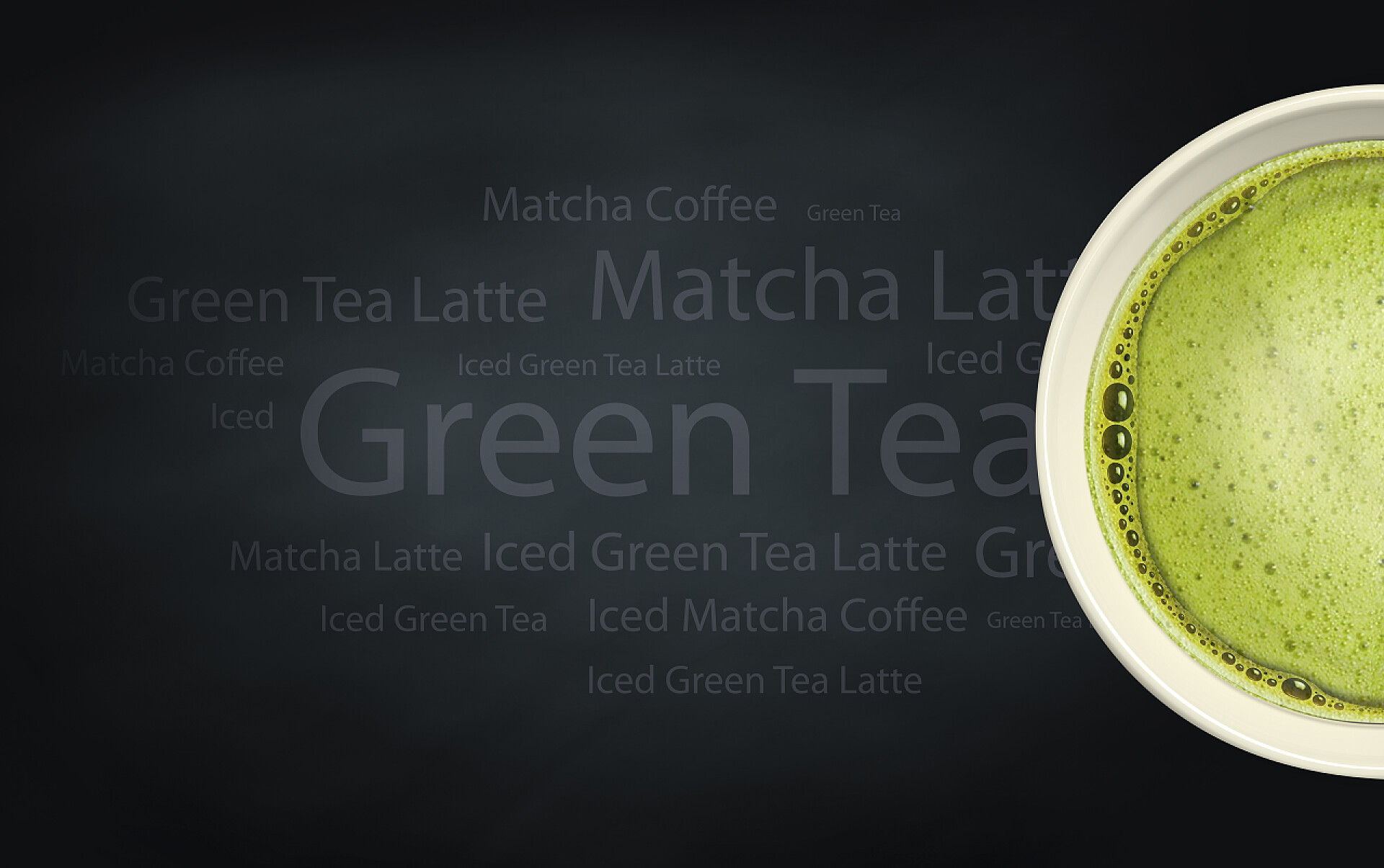 黑色文字背景下的饮料咖啡和茶饮料的插图背景