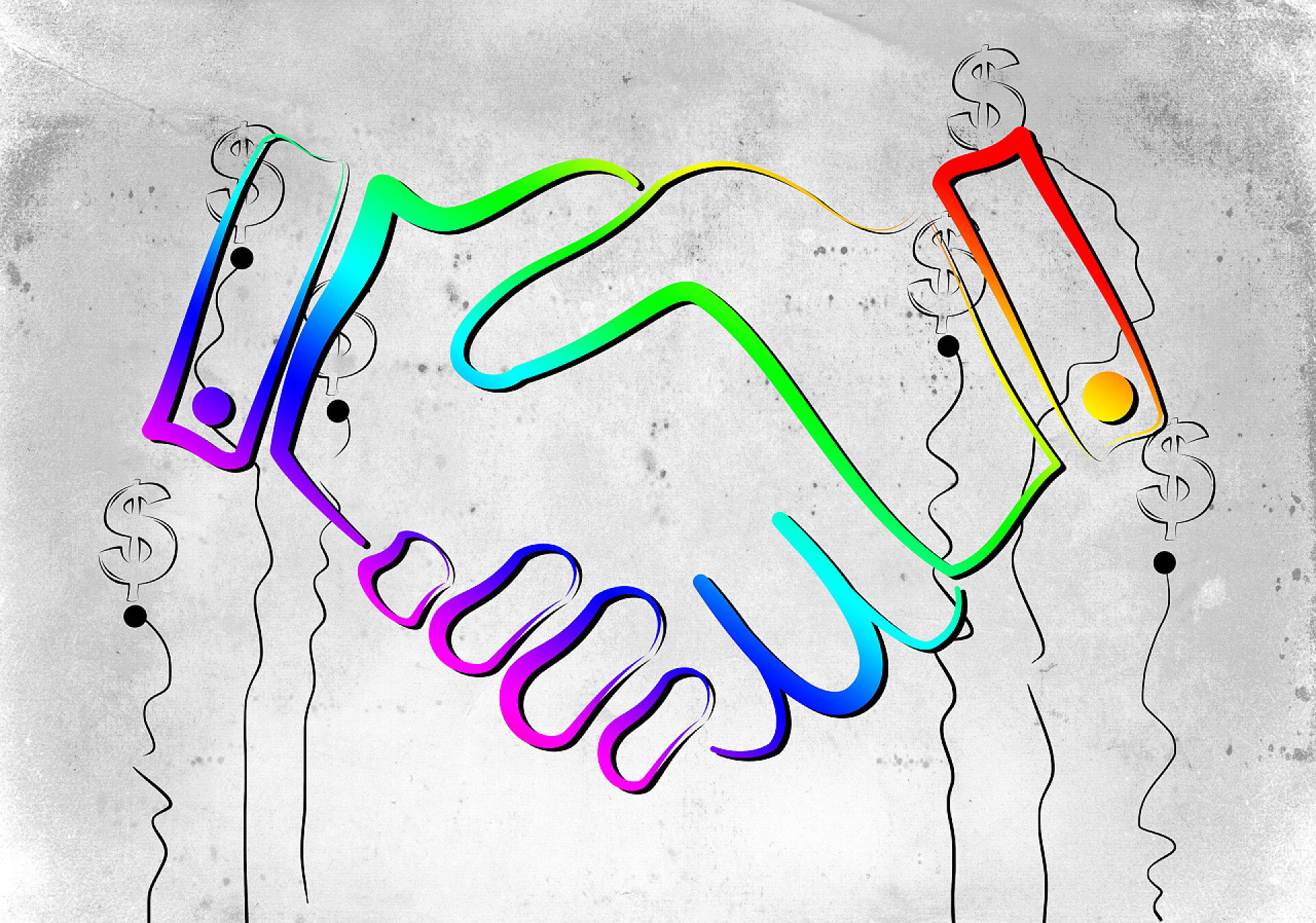 彩色线条握手图标插画握手图标插画