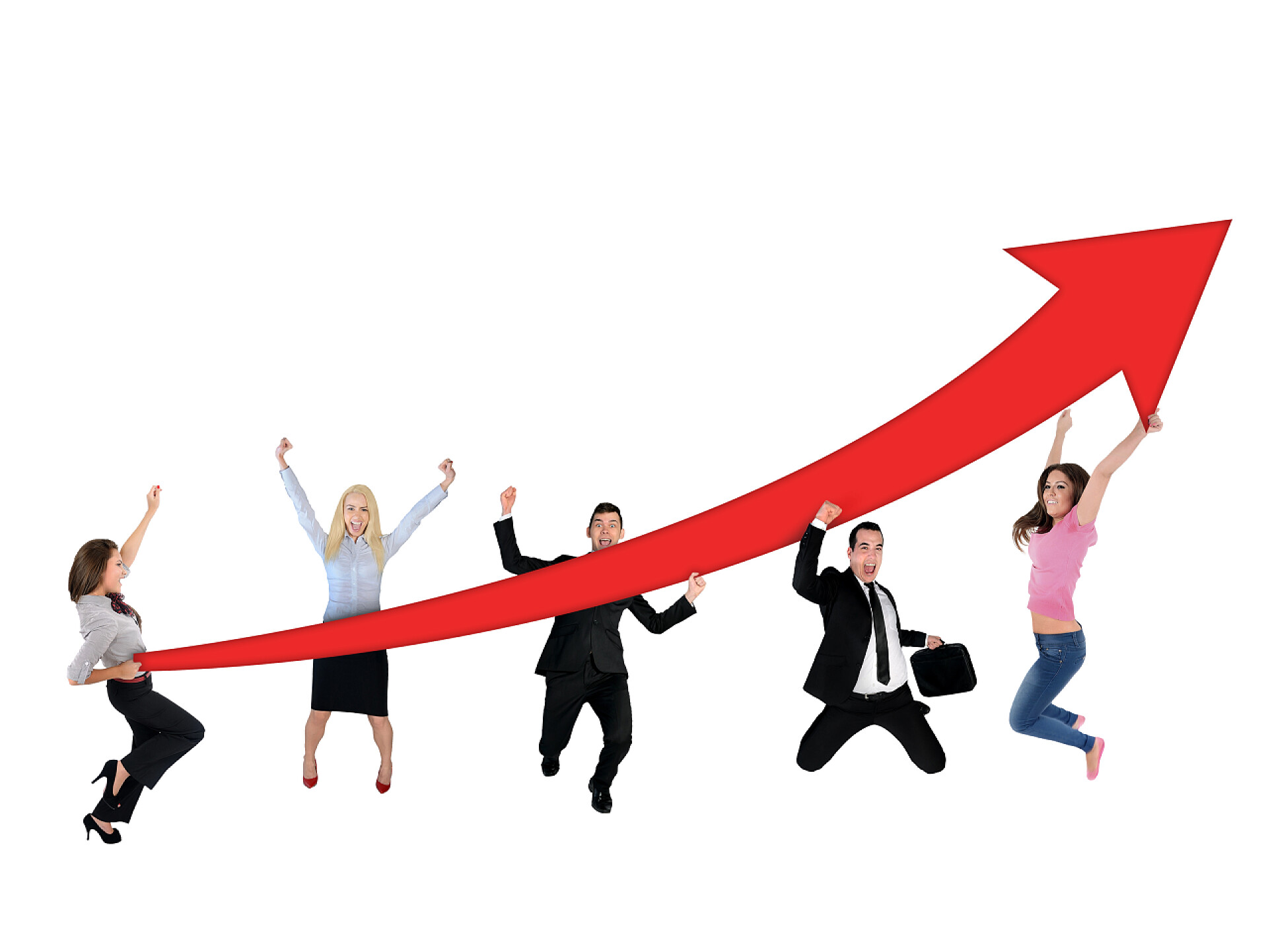 白色背景上的红色箭头报告增长统计数字箭头报告增长