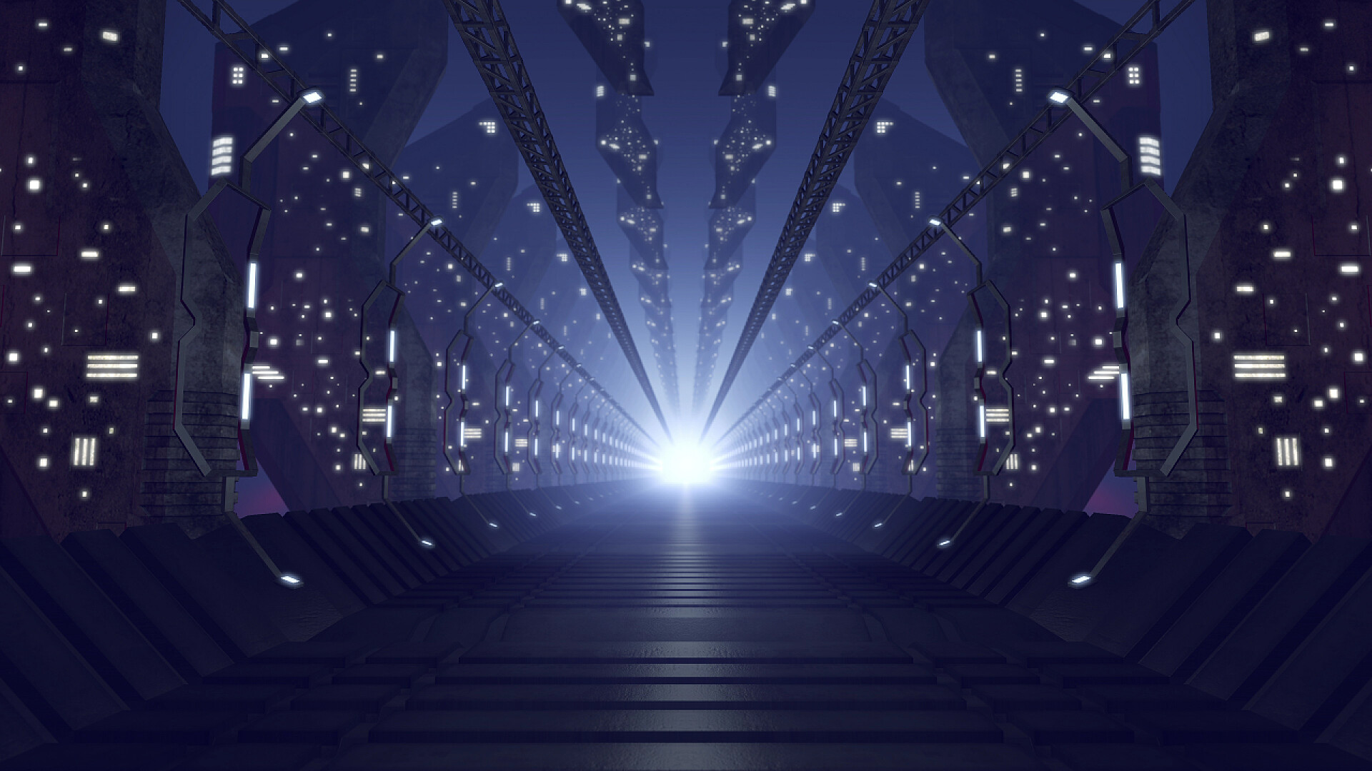 现代化时代背景下的灯光通道未来派玻璃走廊