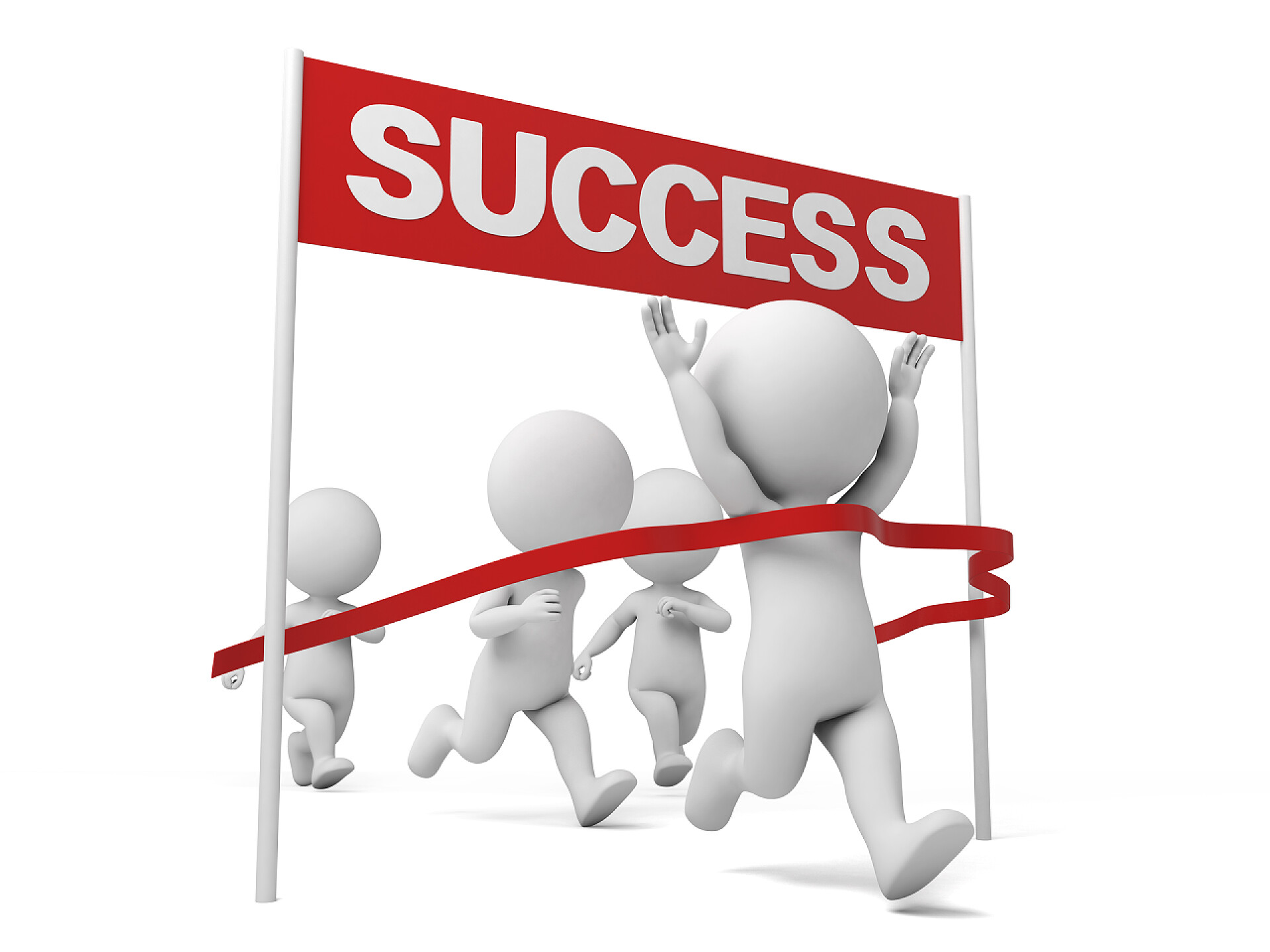 白色背景下3D模型运动员冲刺成功竞争比赛成功