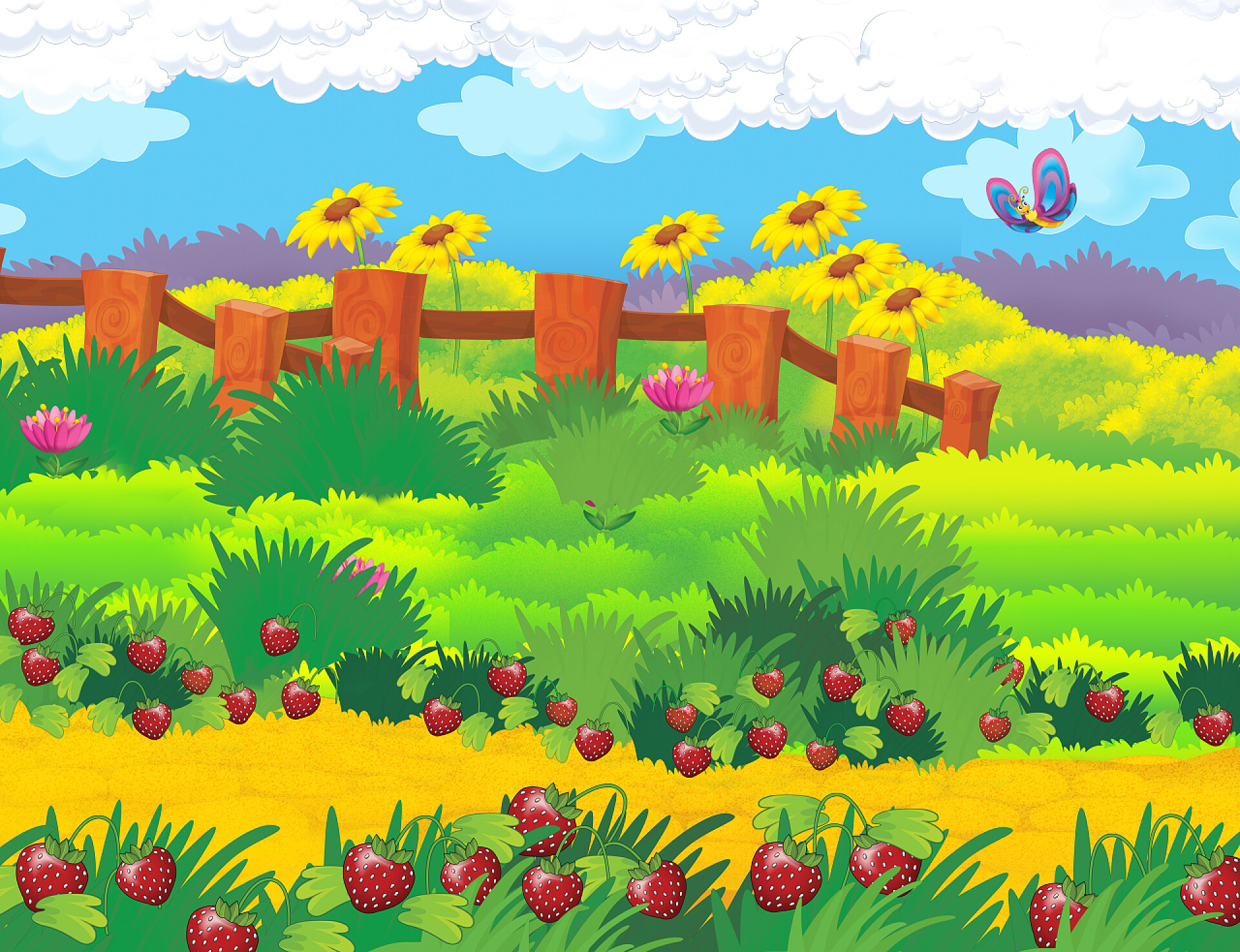 儿童插画花园美景