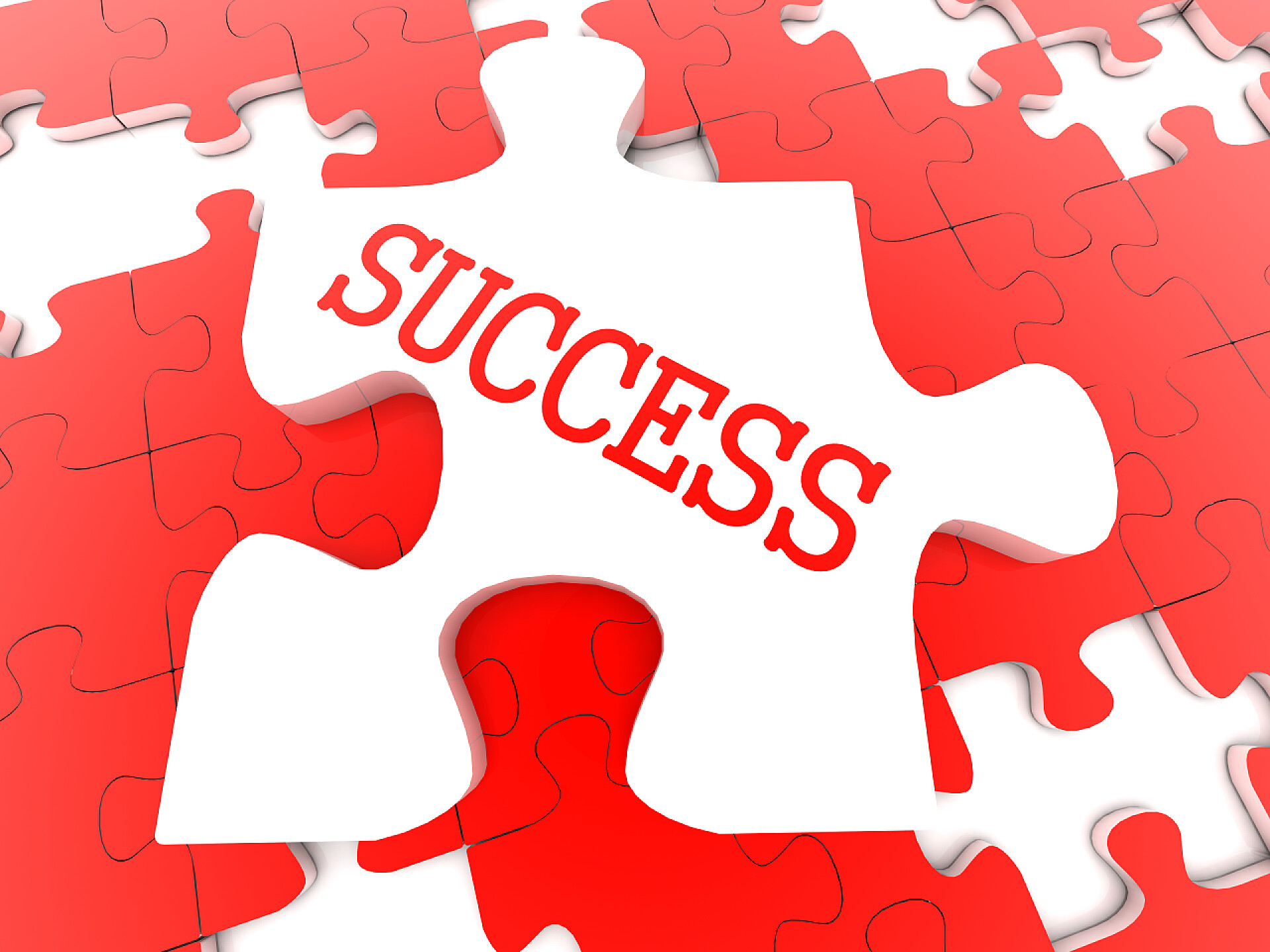白色背景下的红色拼图碎片