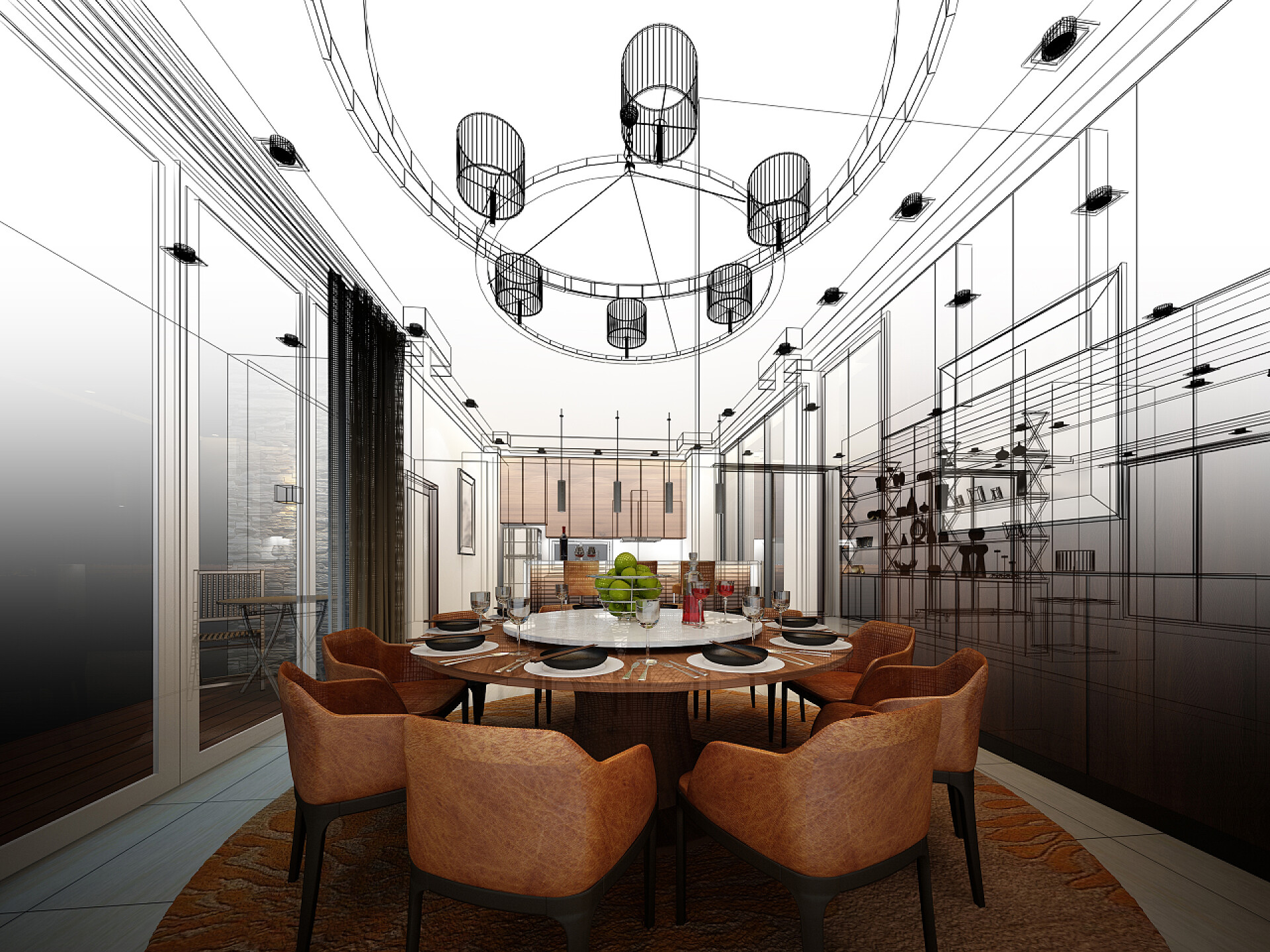 室内饭厅的抽象草图设计室内饭厅的抽象草图设计