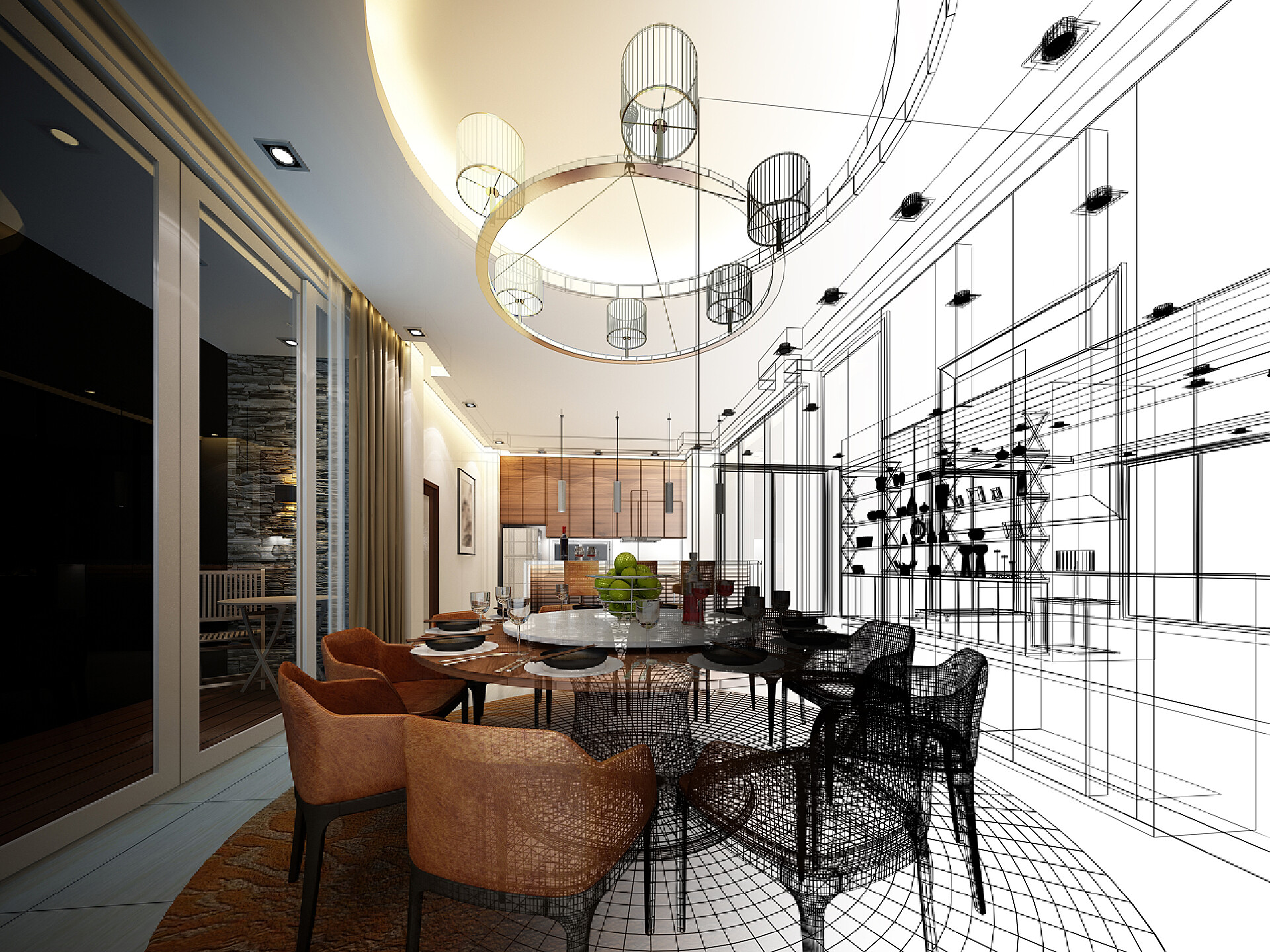 室内饭厅的抽象草图设计室内饭厅的抽象草图设计