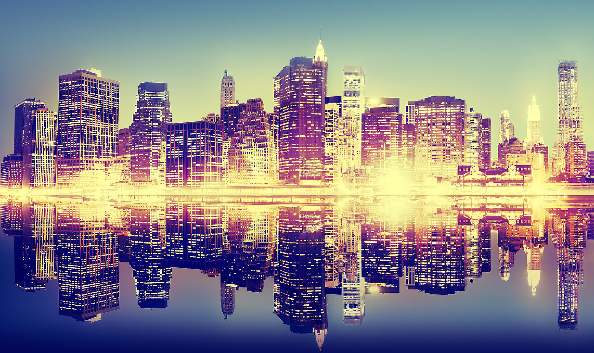 现代城市夜景灯光秀美丽的现代城市景观