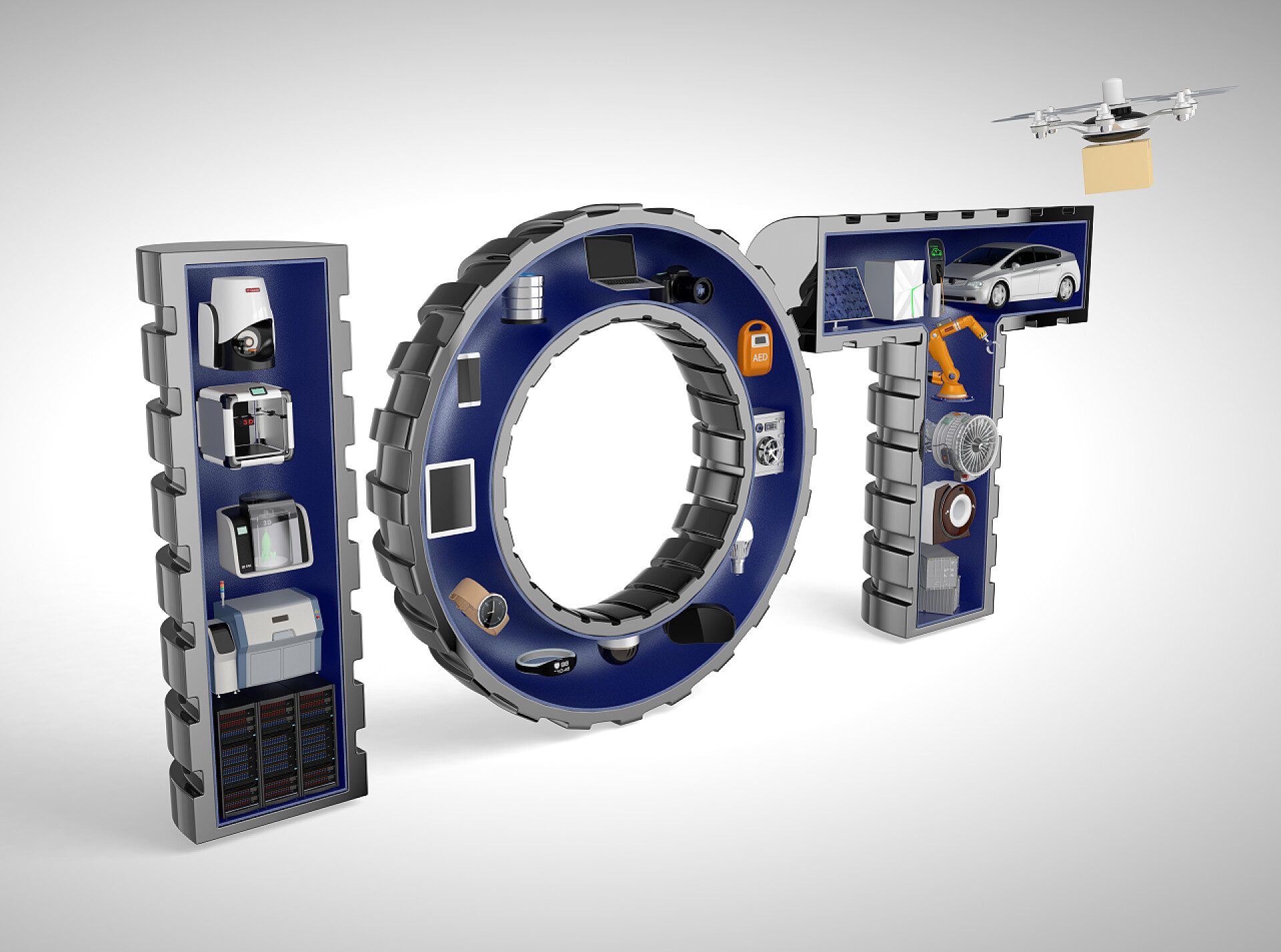 灰色背景智能家电概念在 word 物联网的智能家电。物联网在工业产品概念