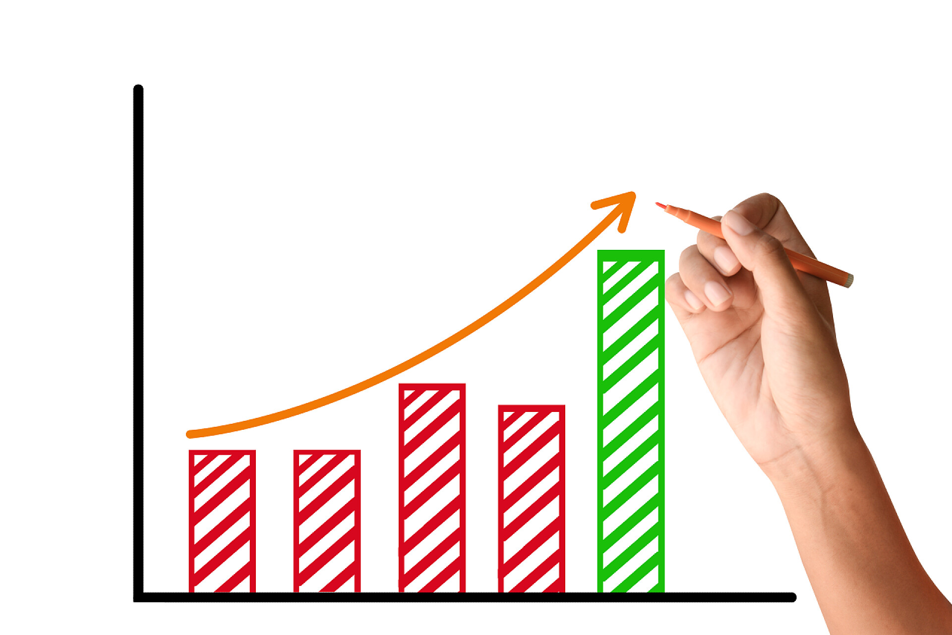 白色背景下人类的手画草图人类的手写作高图 .