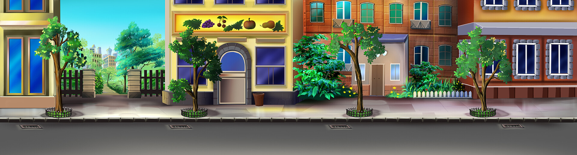 数字绘画的城市的街道3D图城市的街道。图像 05