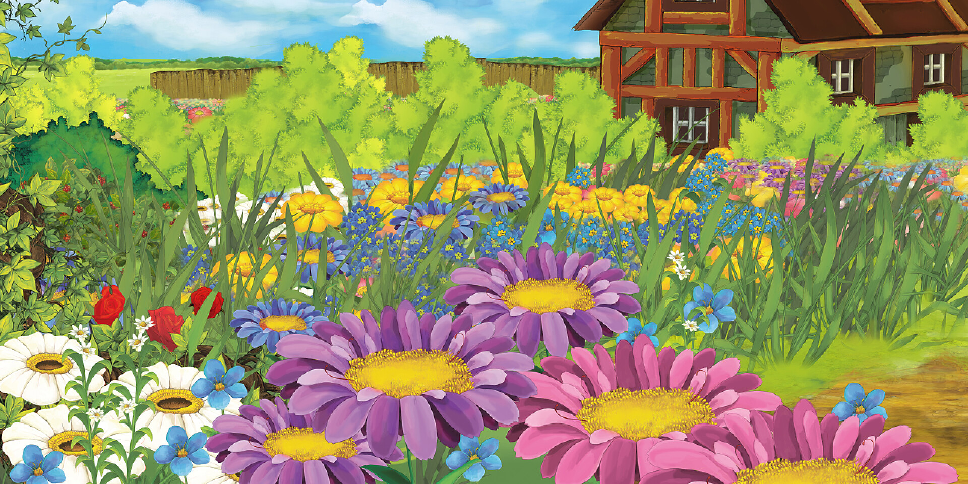 色彩鲜艳的卡通农场场景卡通农场场景