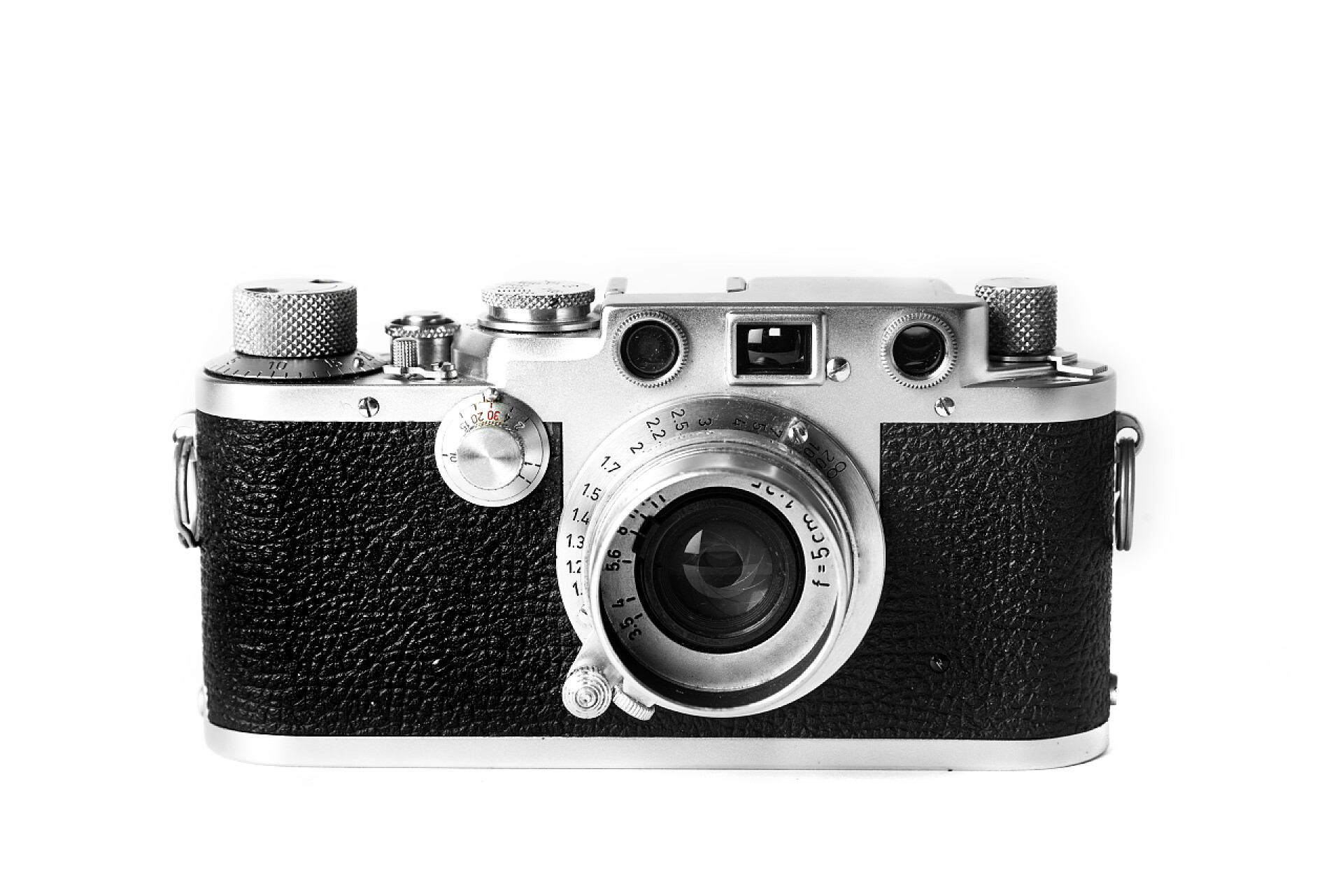 1939年的经典35毫米古董相机白色背景的老式相机