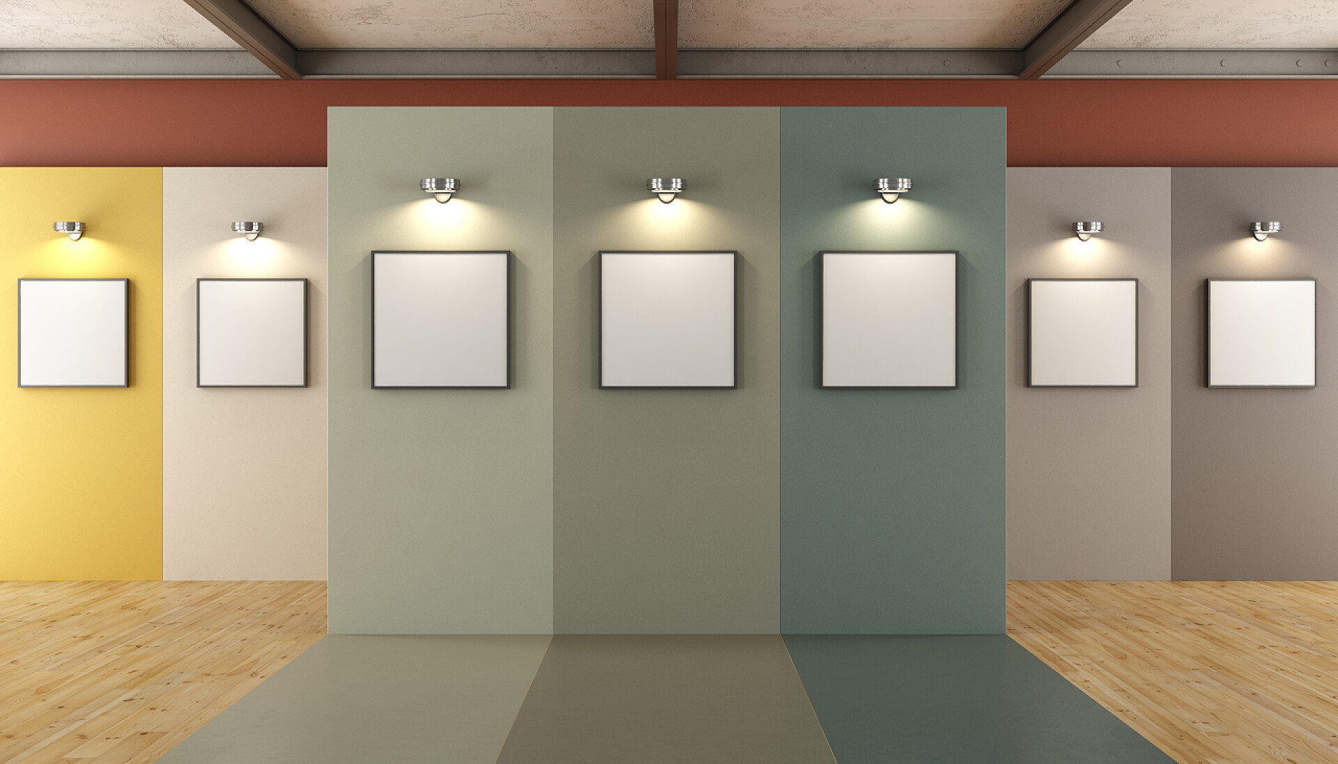 3D渲染当代艺术画廊