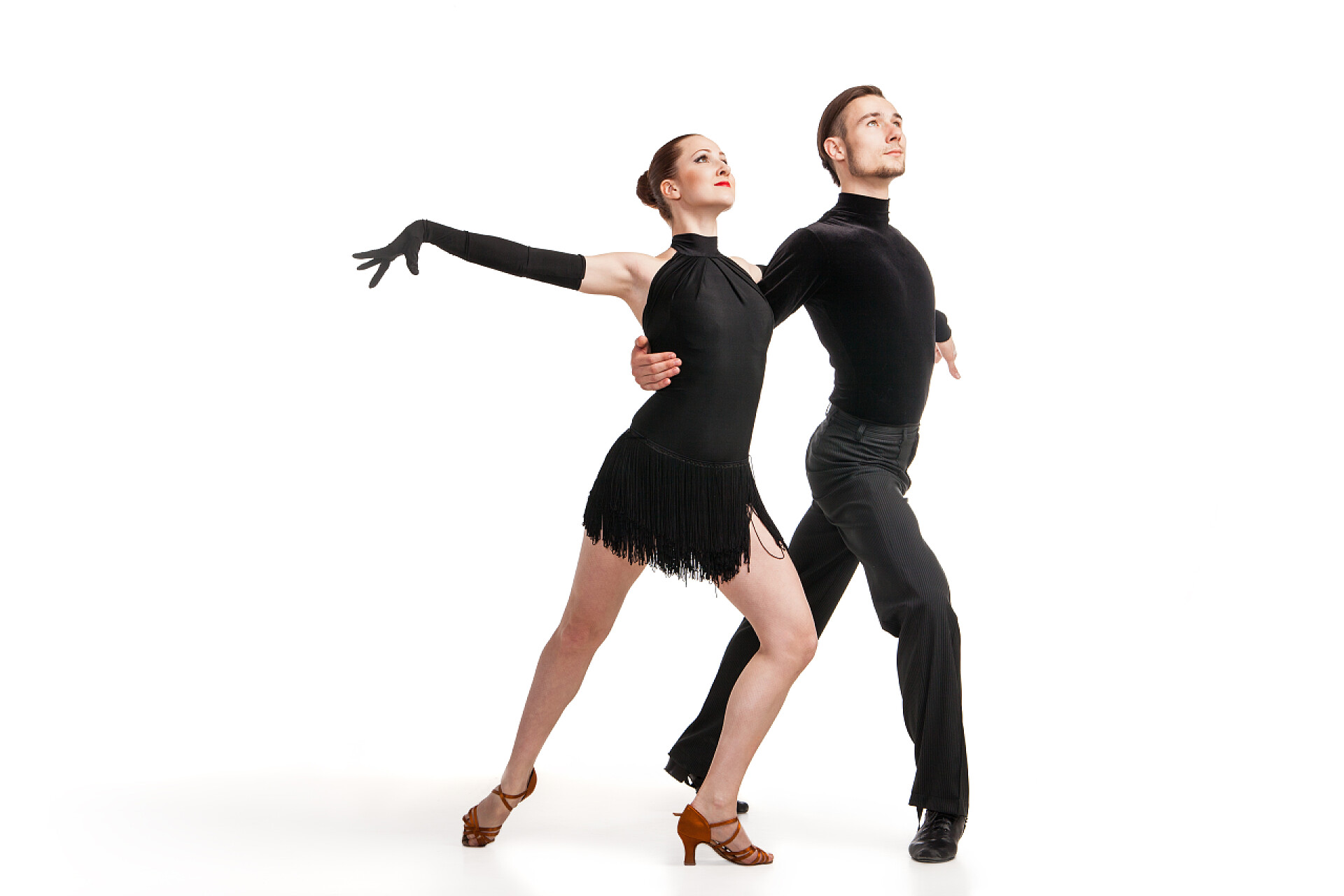 白色背景上跳舞的美丽艺术家专业艺术家白跳着舞