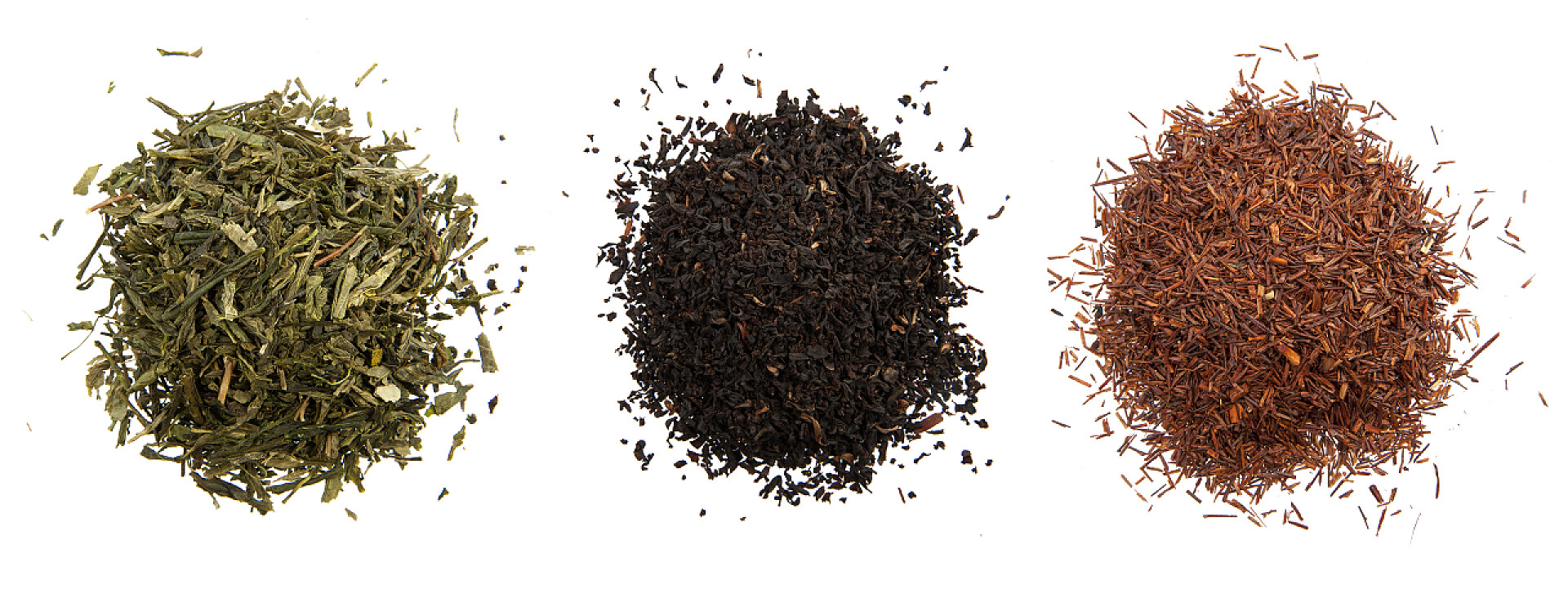 白色背景上的绿茶红茶绿茶、 红茶、 红茶