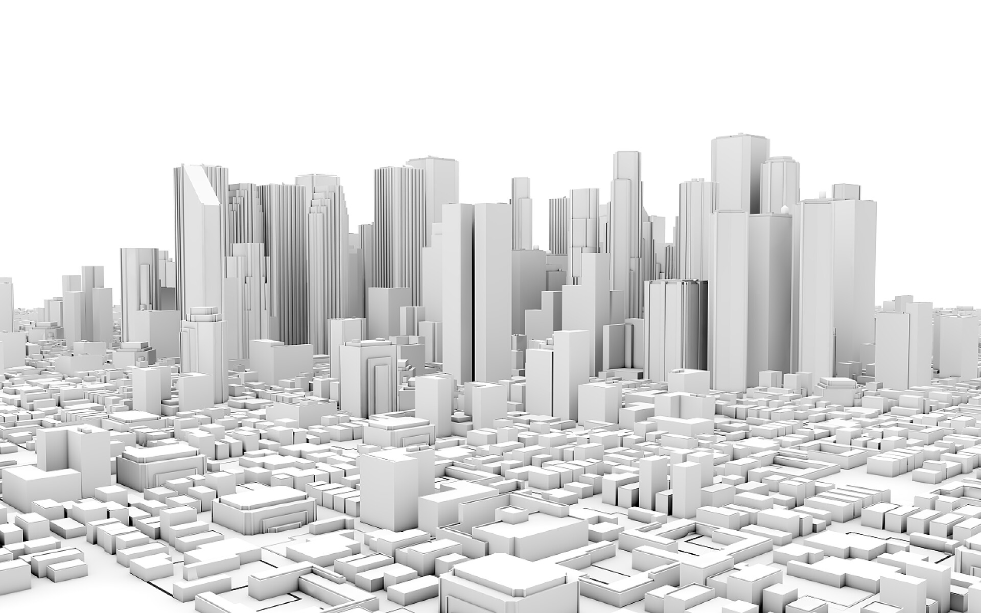 白色背景上的3D商务城市全景商业城市全景