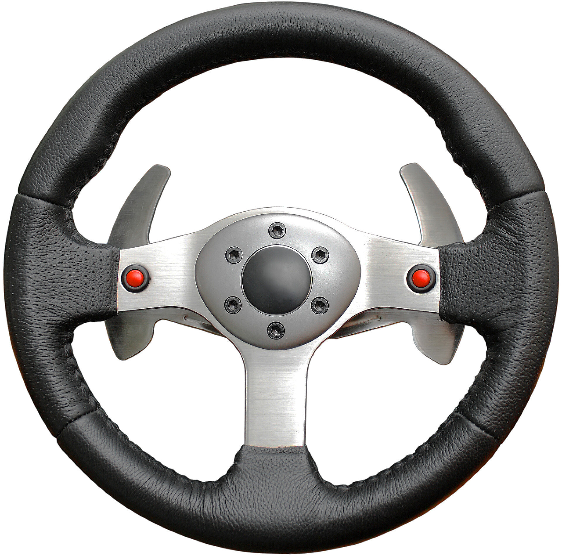 在白色背景上的皮革方向盘在白色背景上的皮革方向盘玩