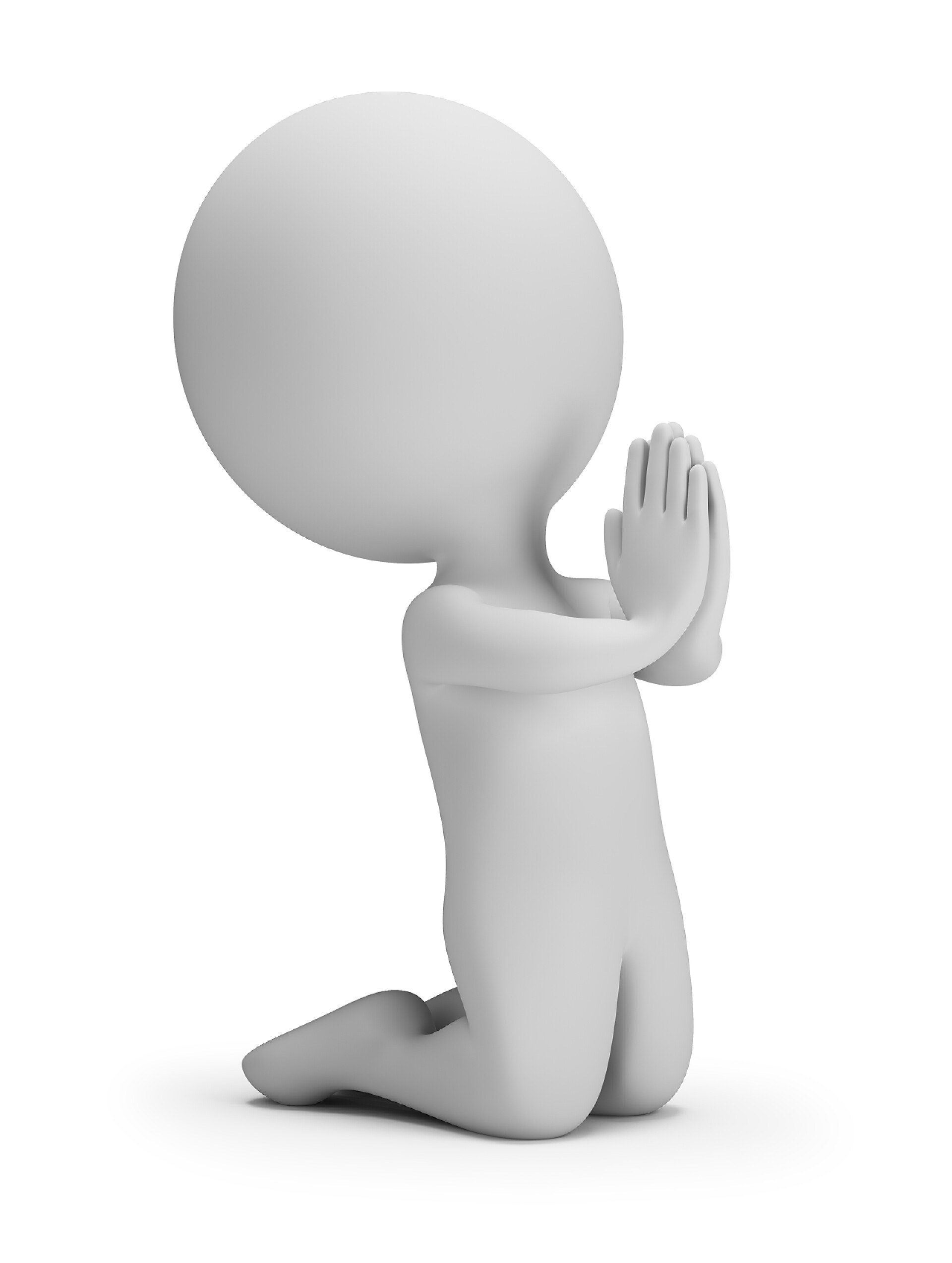 白色背景下立体小人是祈祷的姿势