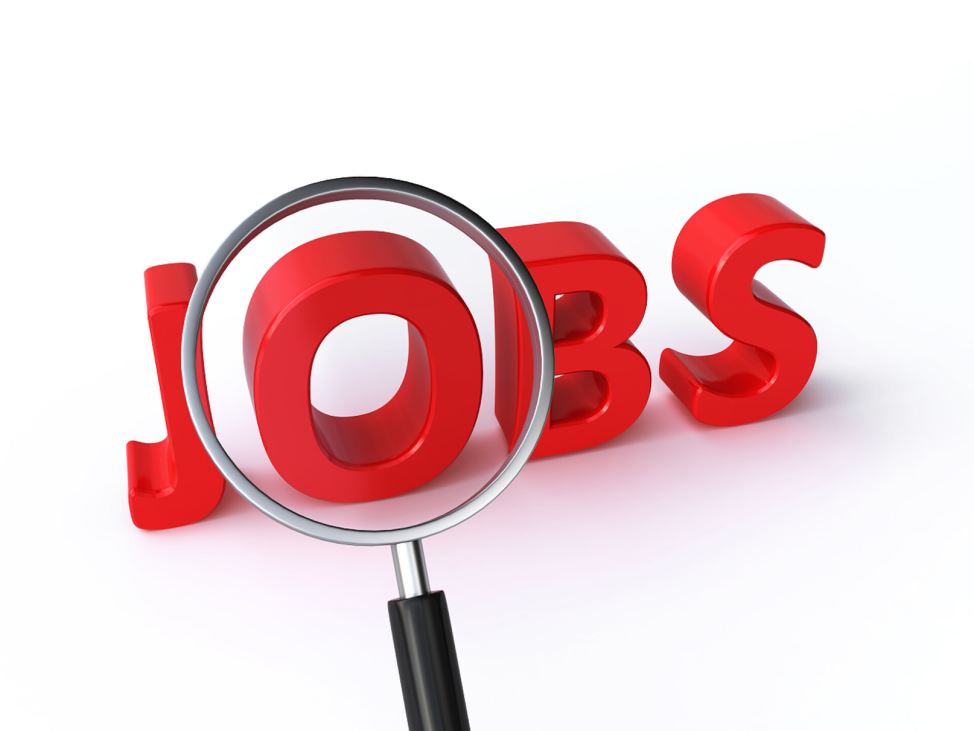 放大镜下的红色英文字母搜索职位