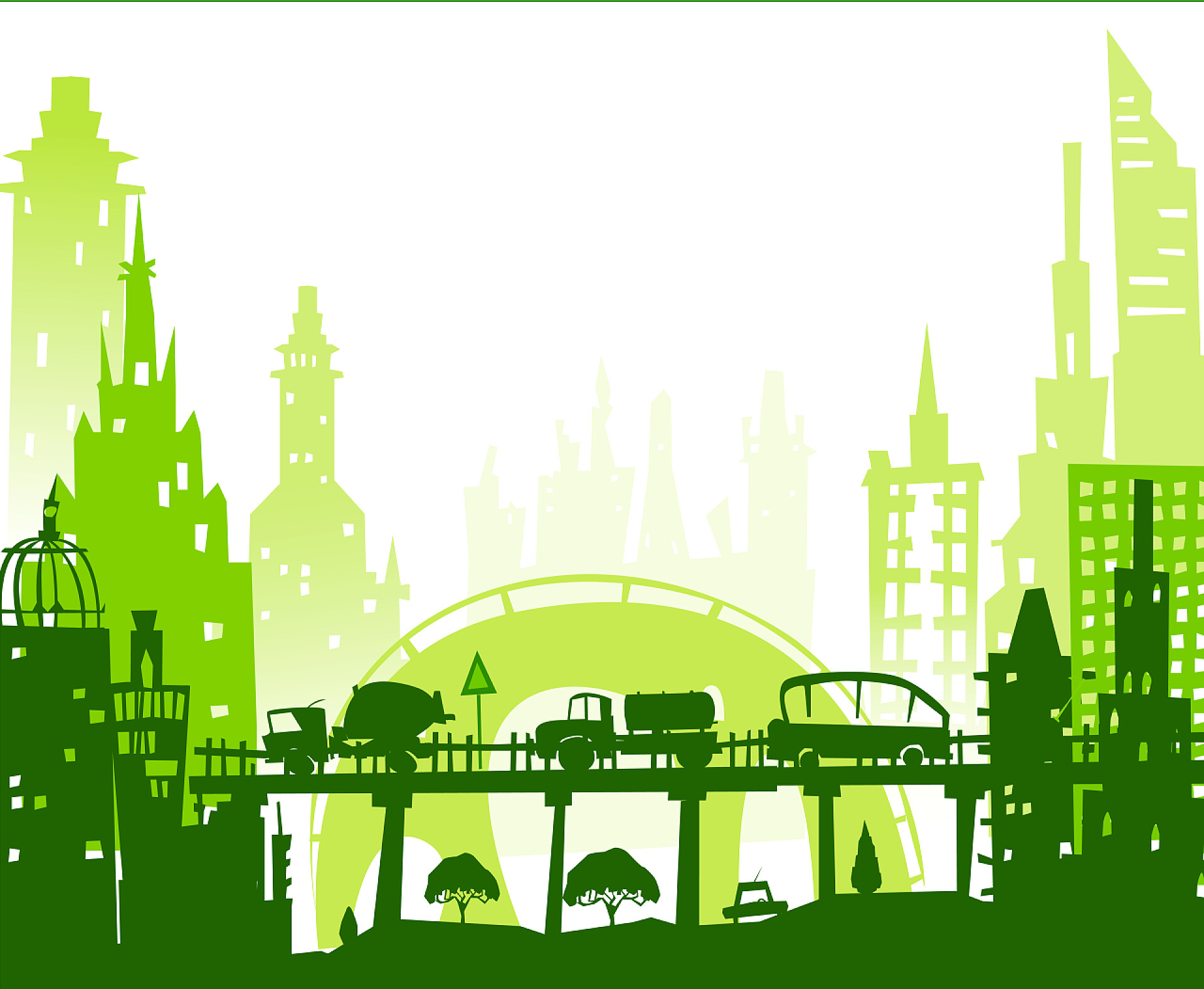 城市道路和高速公路的抽象图片现代城市的摩天大楼，公路和高速公路与大量的流量。通勤时间图