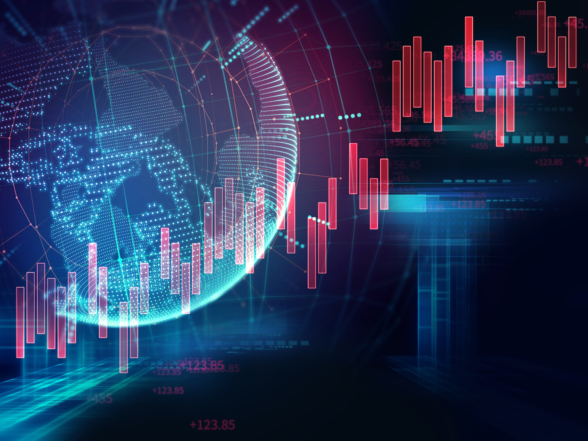 地球的未来科技和金融股票市场图技术金融图技术抽象背景