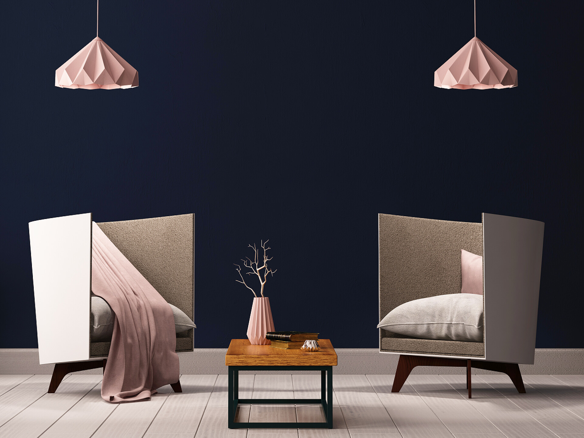 现代家具椅子扶手椅在阁楼风格内饰.