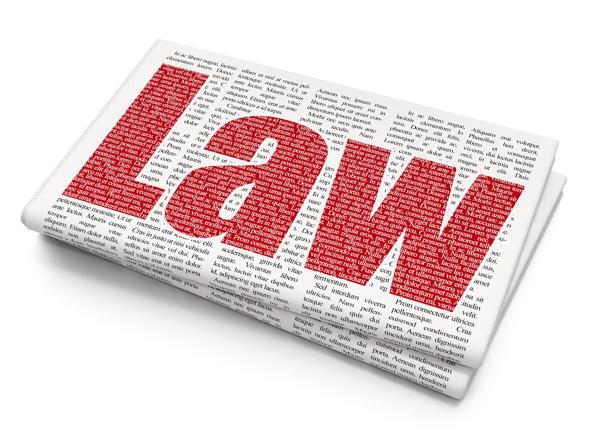 白色背景上的报纸3D渲染法律概念︰ 法律上报纸背景