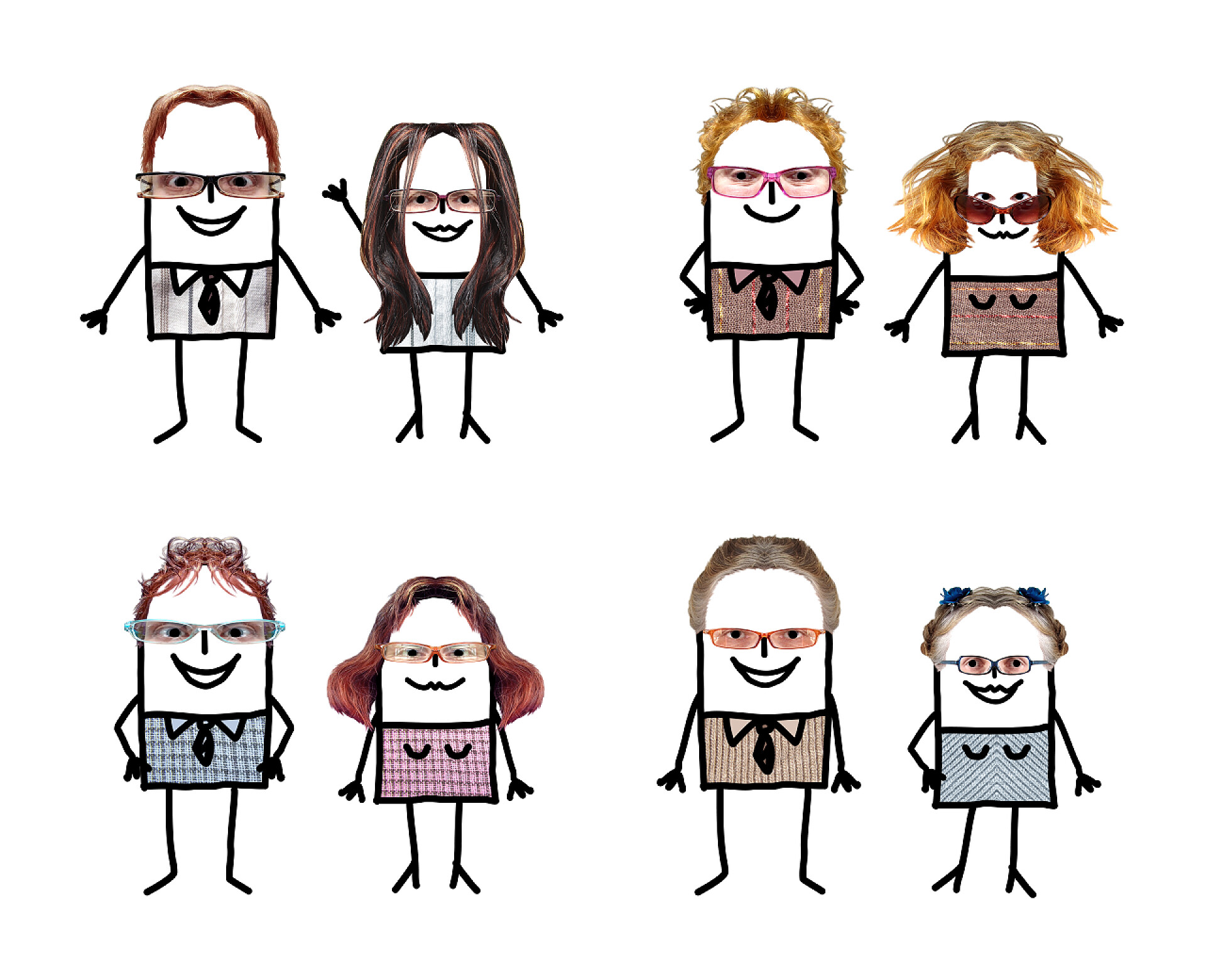 白色背景上的卡通人物