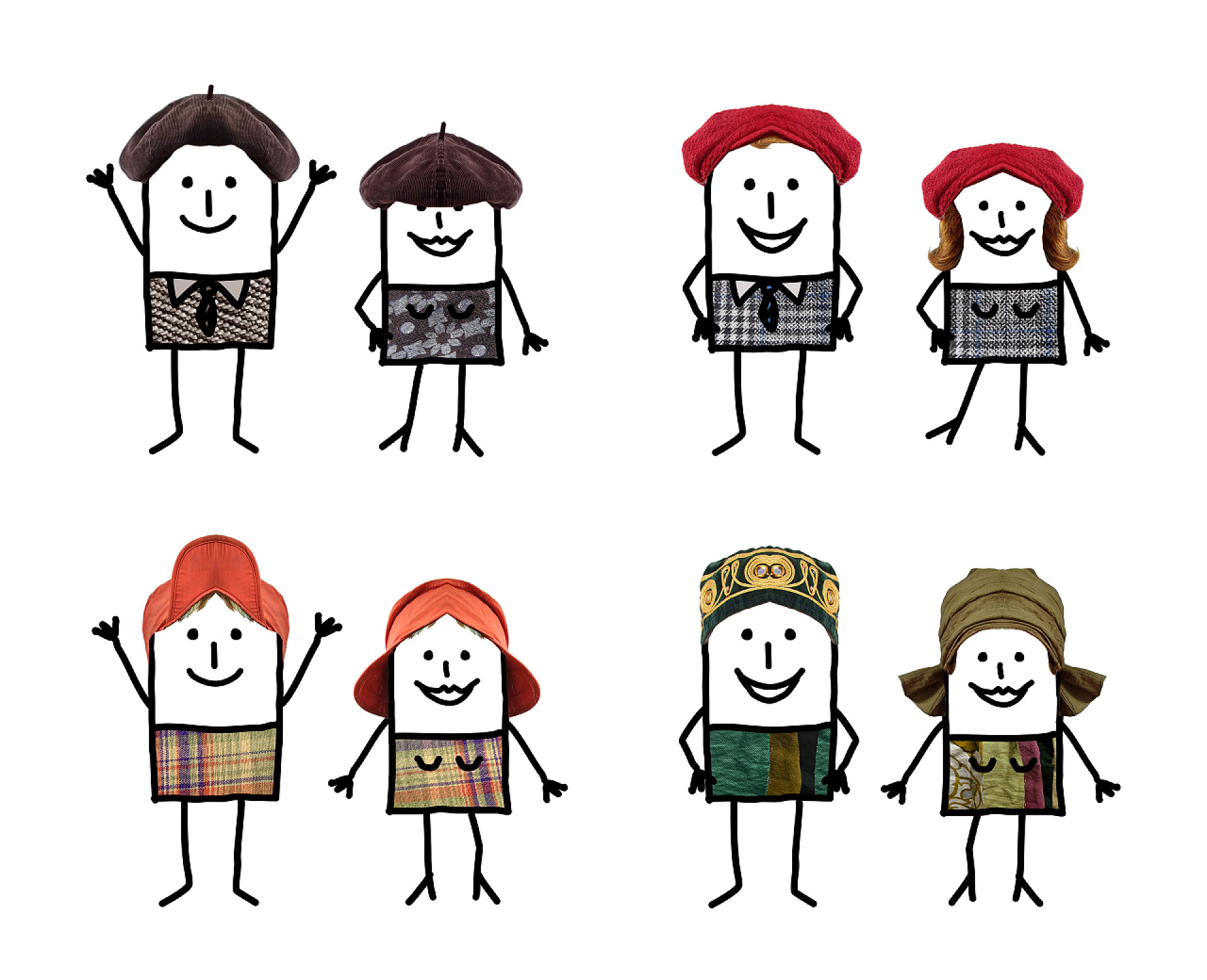 白色背景上的卡通人物