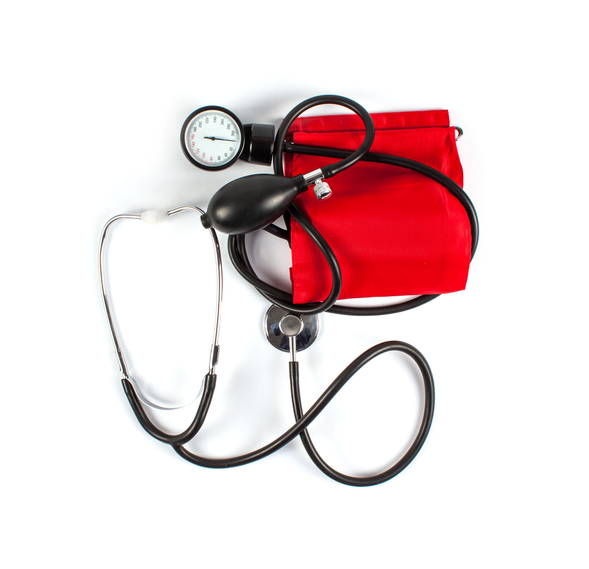 白色背景上的医用听诊器孤立的医用听诊器