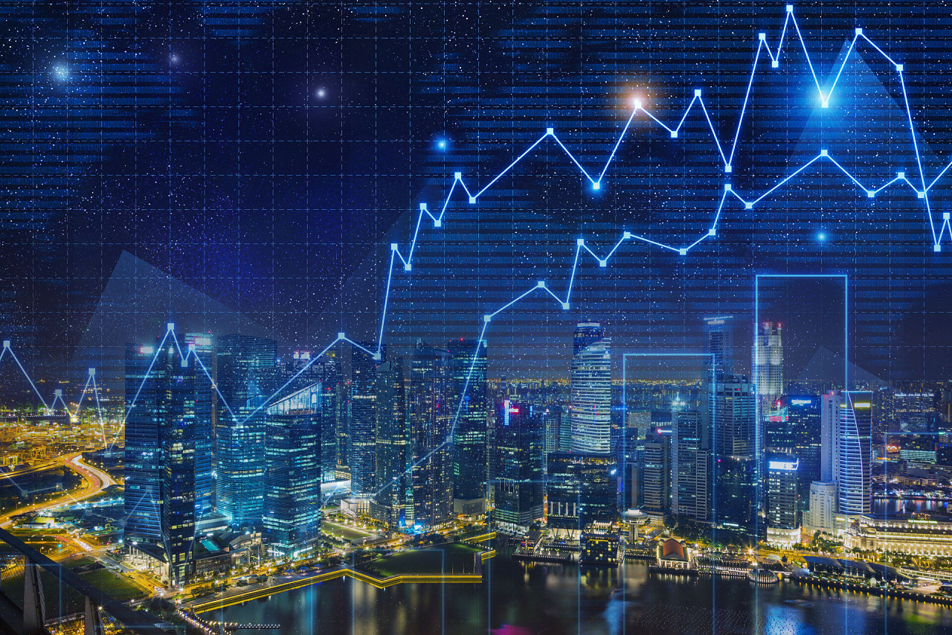 美丽的城市景观夜景绘制图在天空中发光图