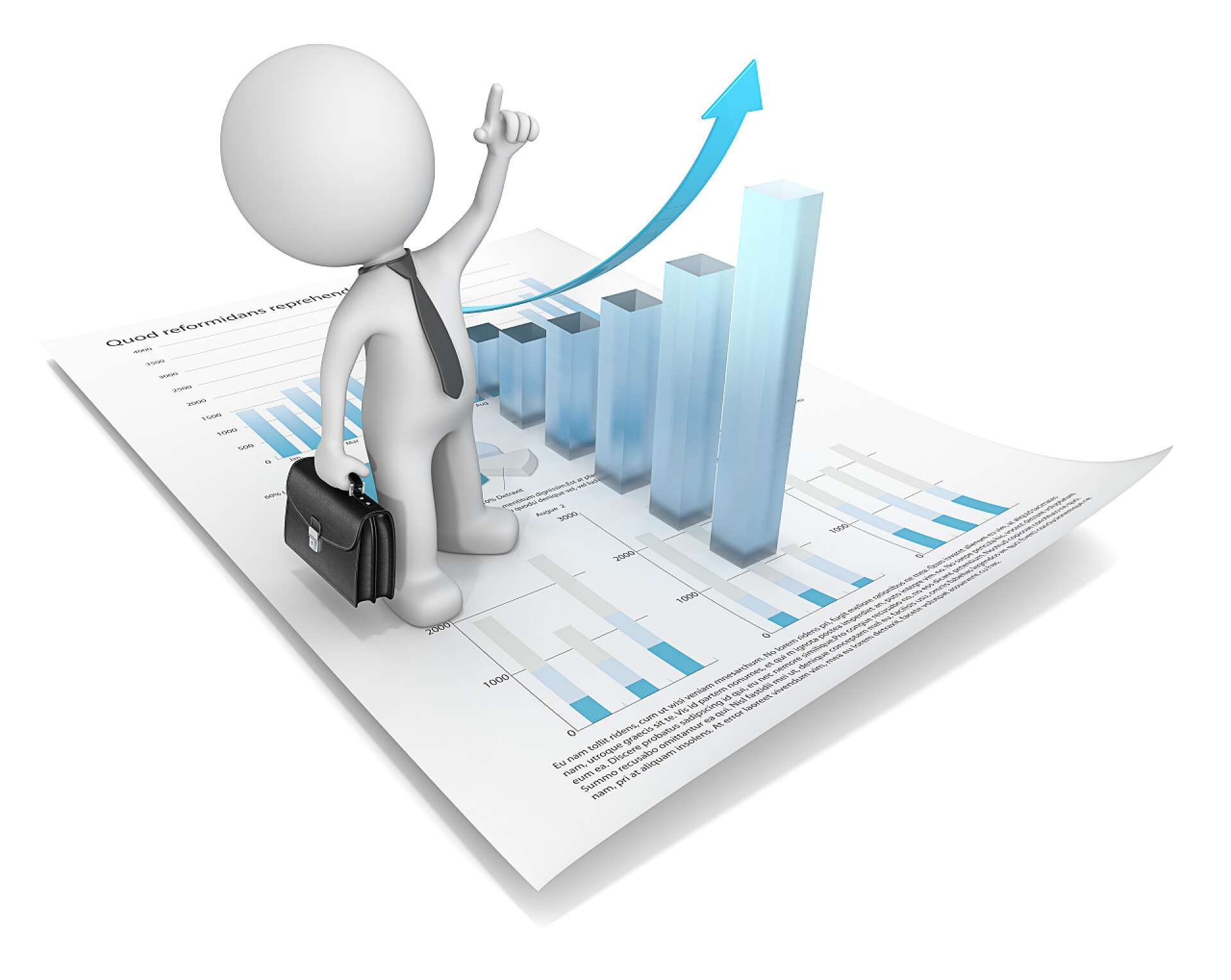 3d小人和向上财务文档商业金融增长.