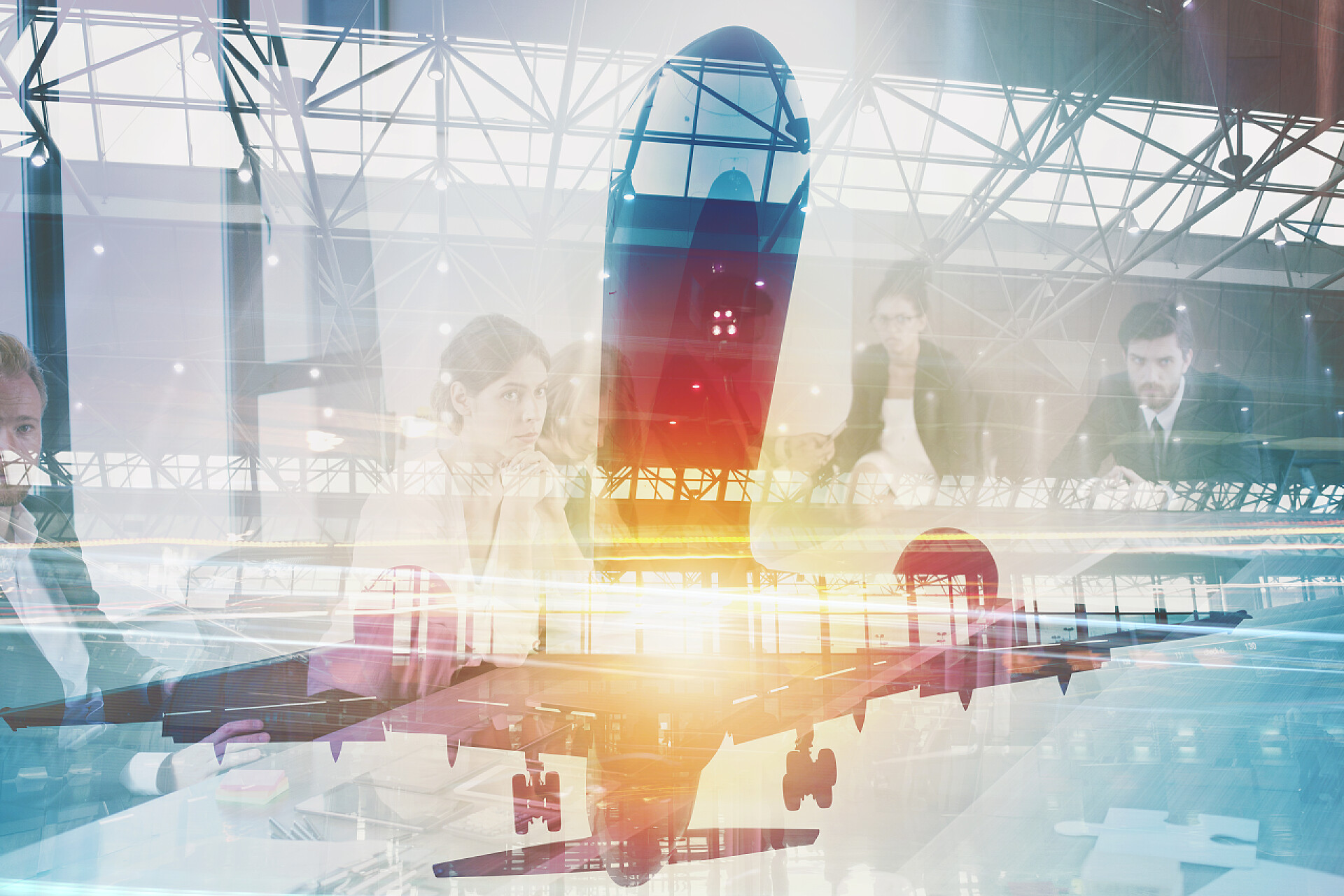 商务背景上起飞的飞机飞机起飞 