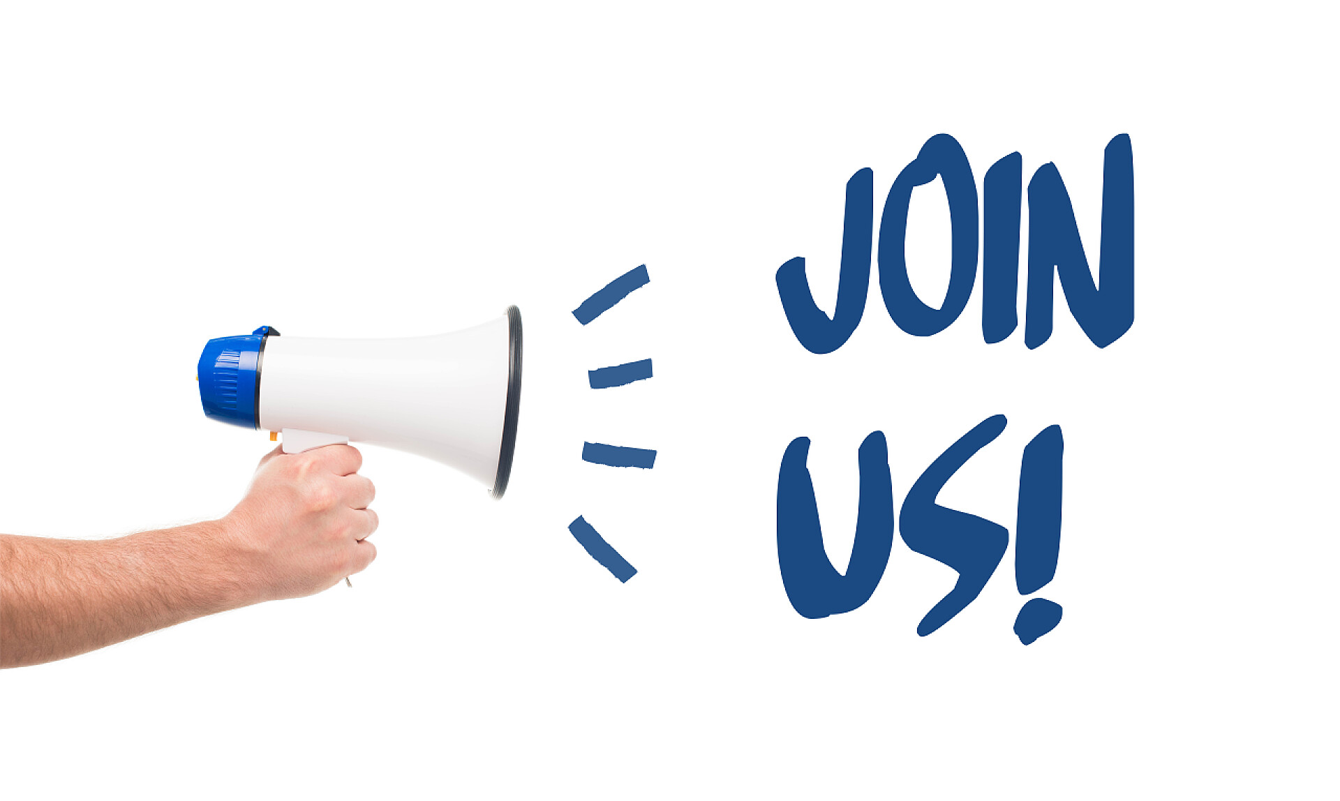 持扩音器展现出加入我们的字样人控股扩音器