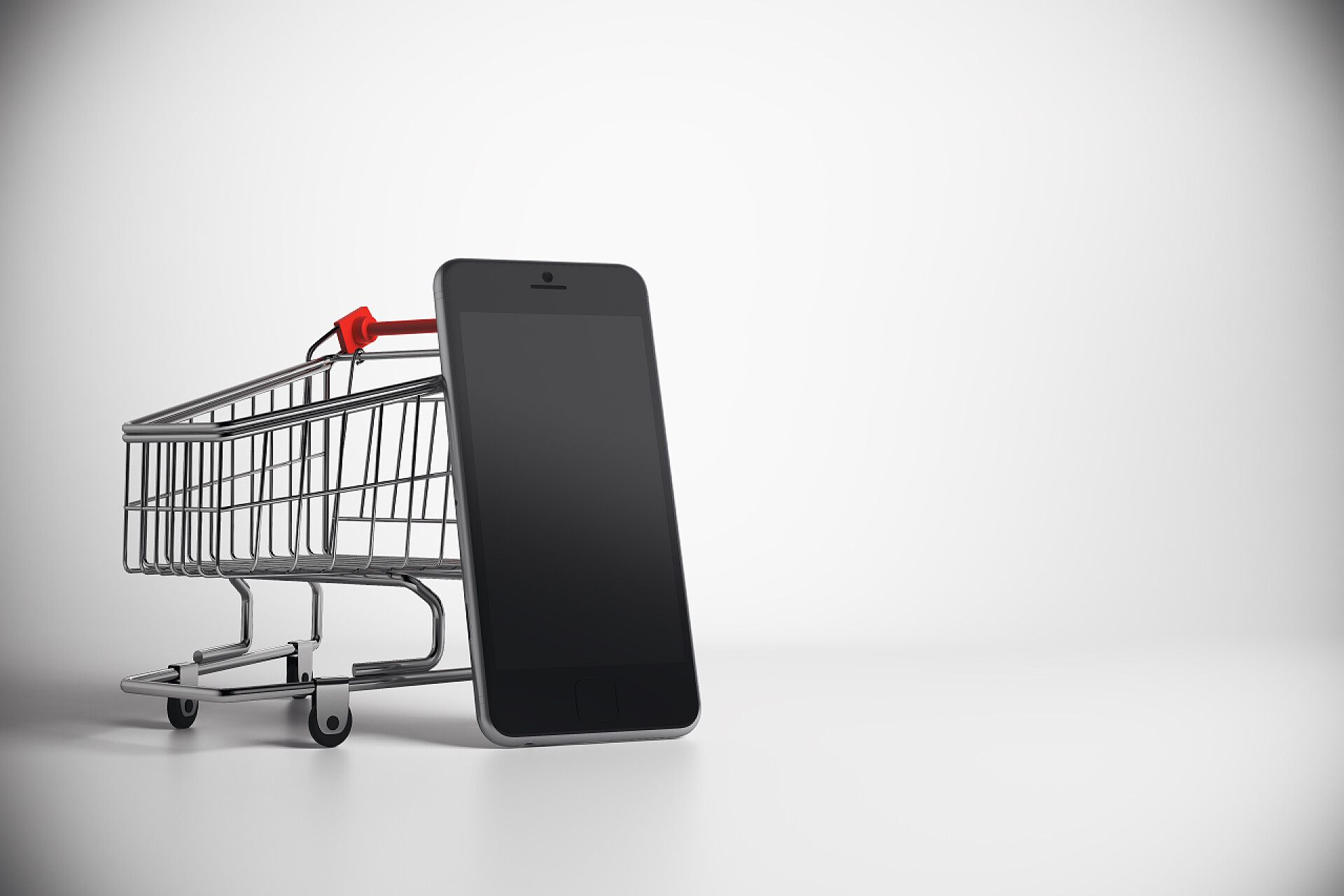 购物车与智能手机网上购物与广告理念 