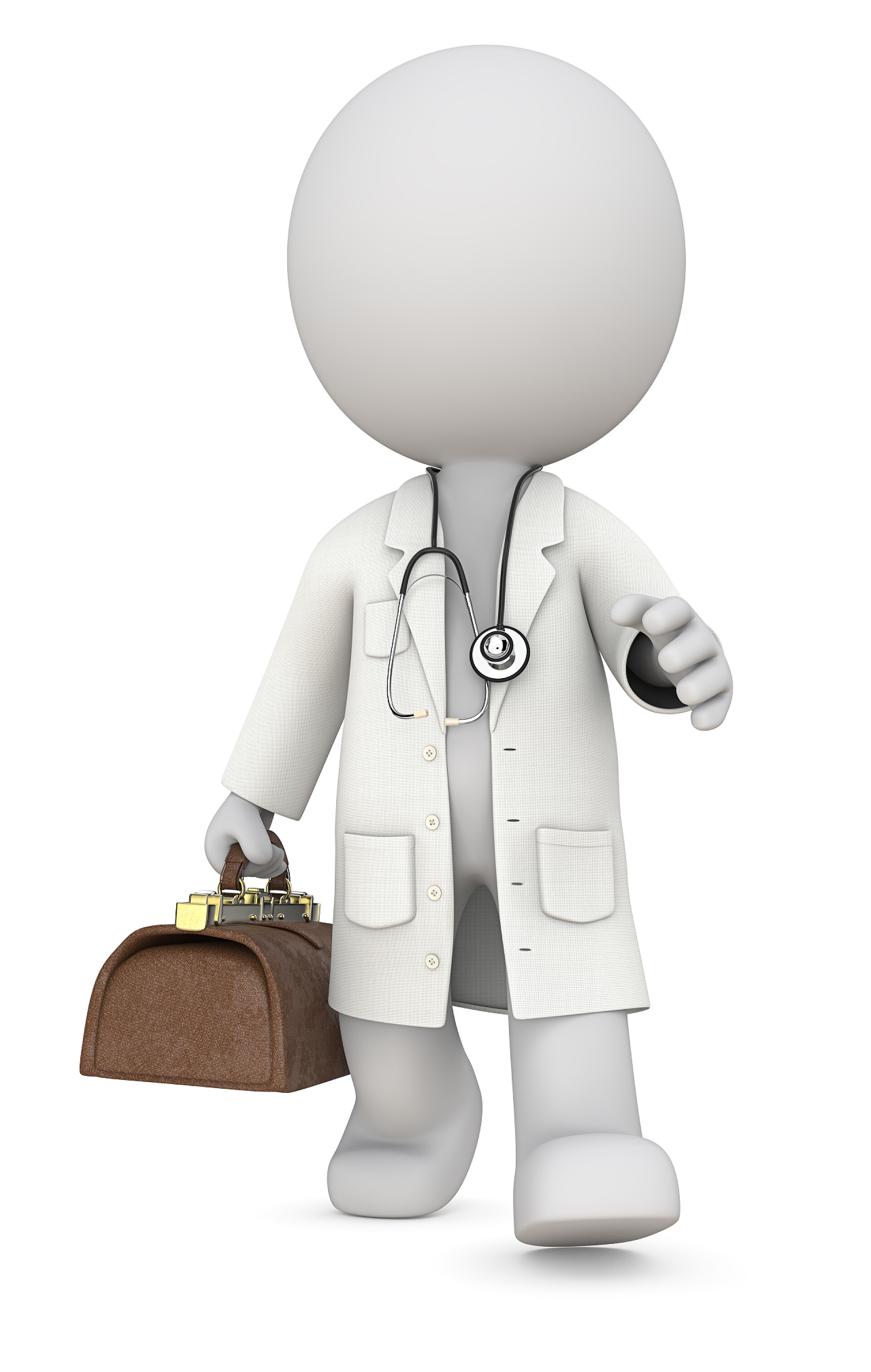 拿着医疗包和听诊器的医生卡通人物渲染图博士.