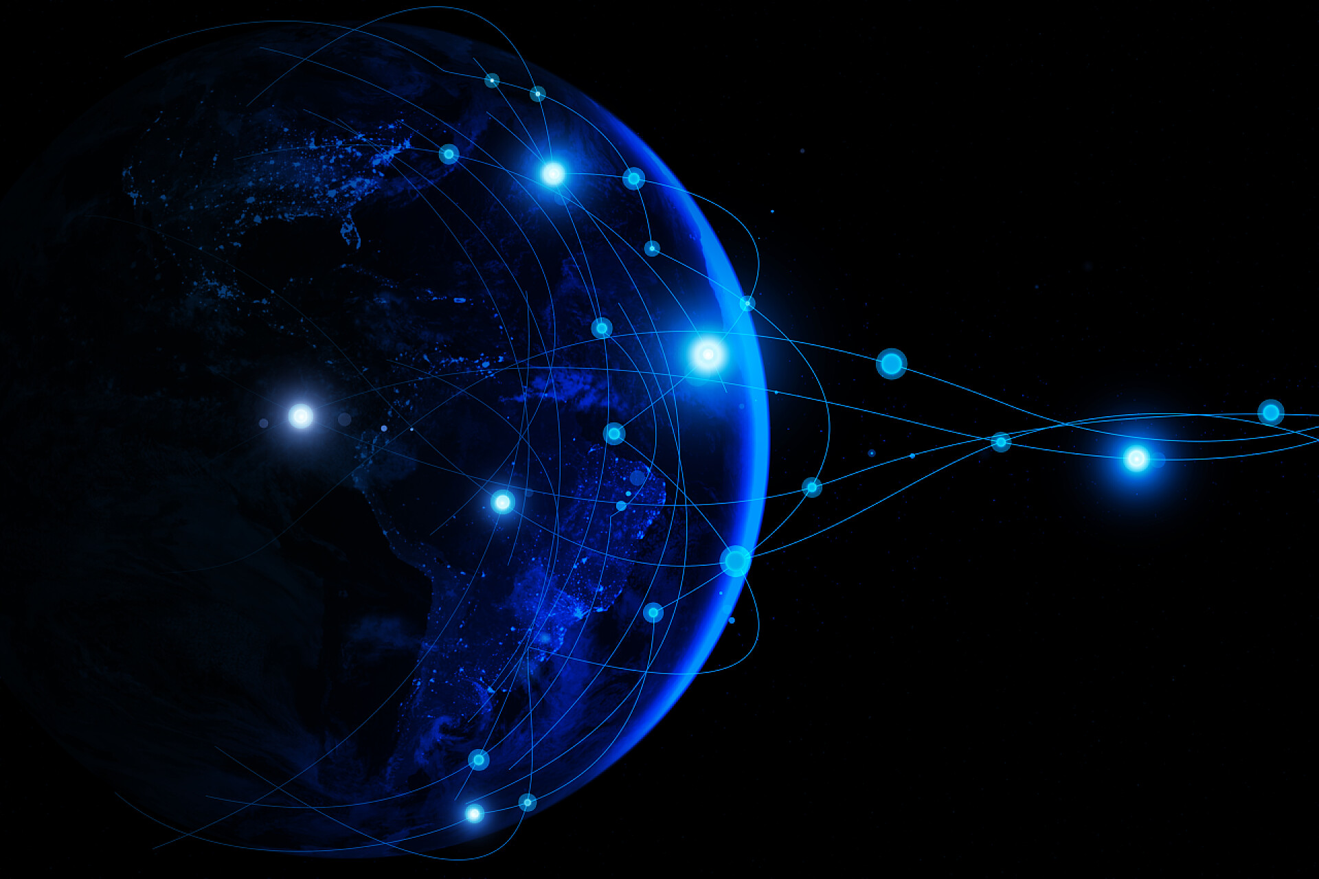 互联网数字数据科技元素地球从太空。全球商业的互联网概念. 