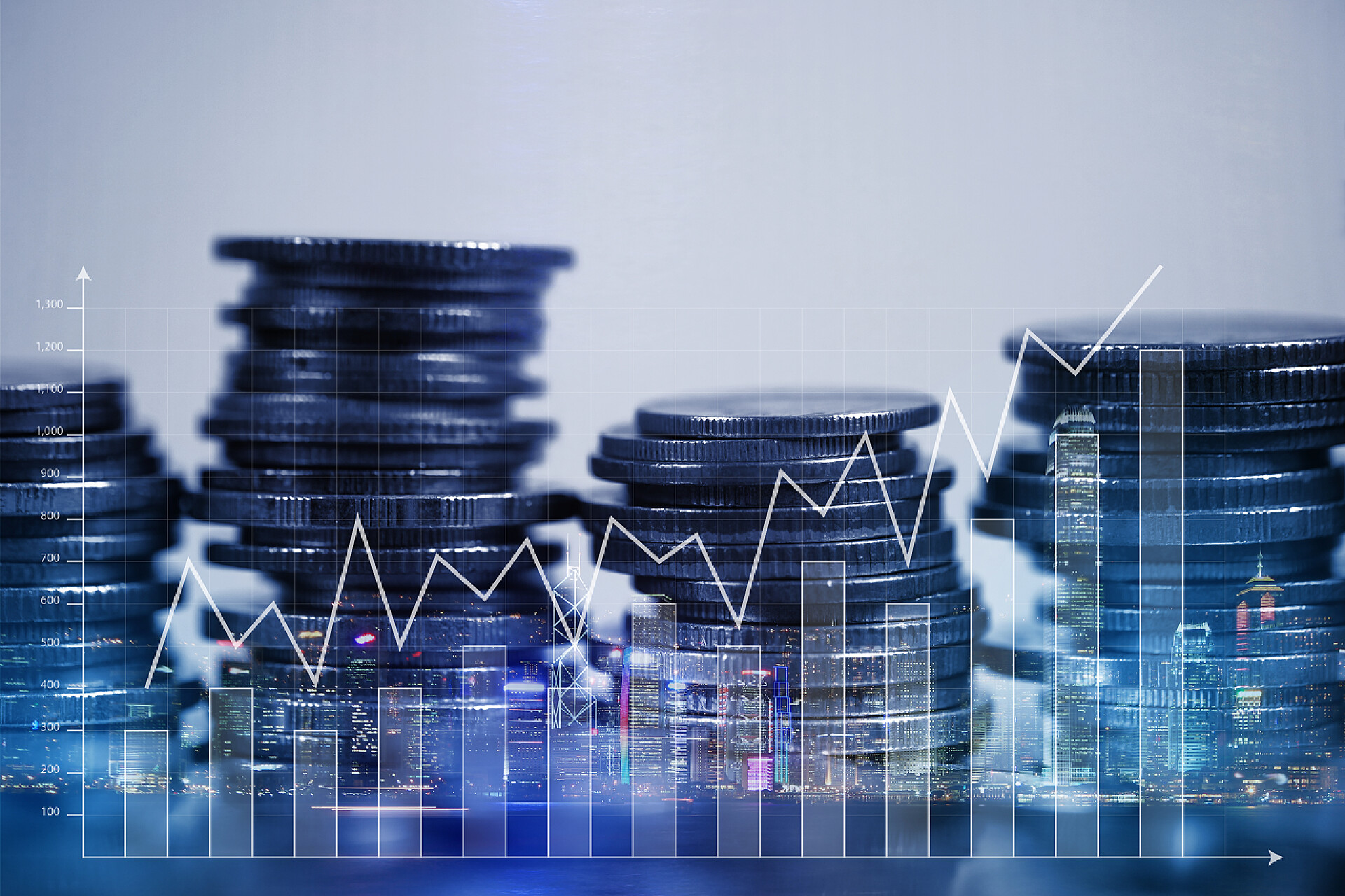 用金融图对办公楼背景的财务概念