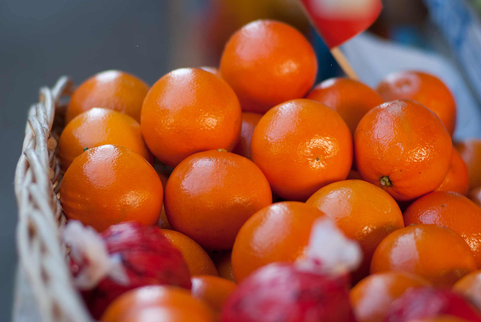 市场上的一框桔子柑橘市场