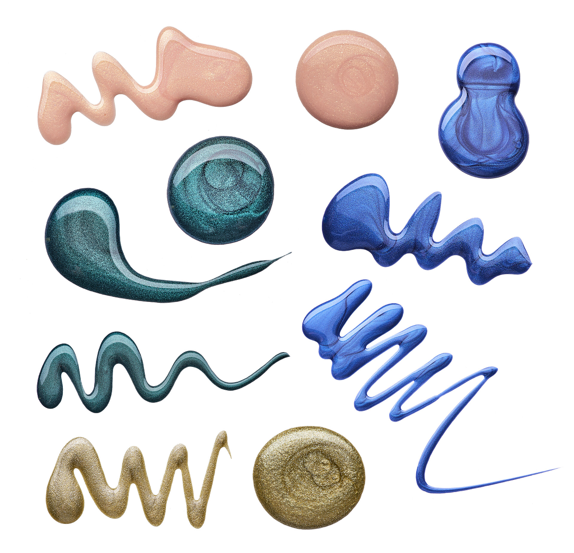 在白色背景下分离的指甲油在白色背景下分离的指甲油彩色涂片集