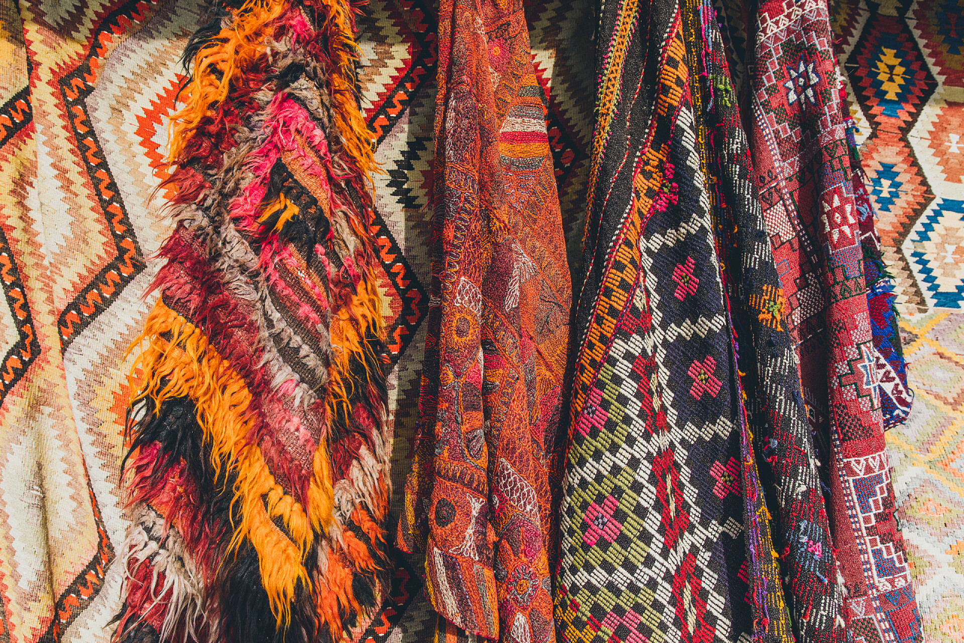 土耳其的花色地毯特写镜头地毯