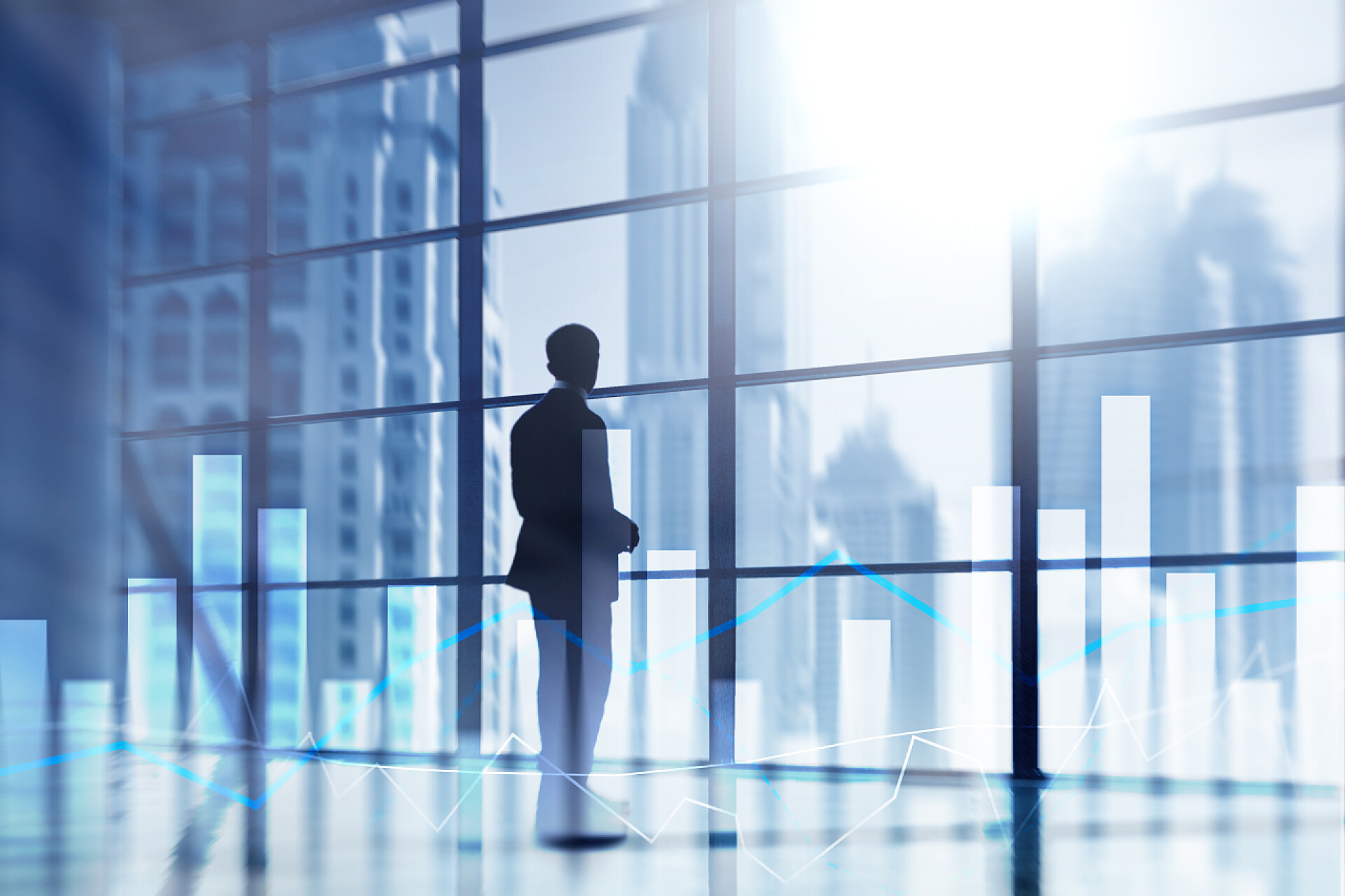 财务图在商业中心的概念财务图和图表在商业中心的模糊背景。投资和交易概念.