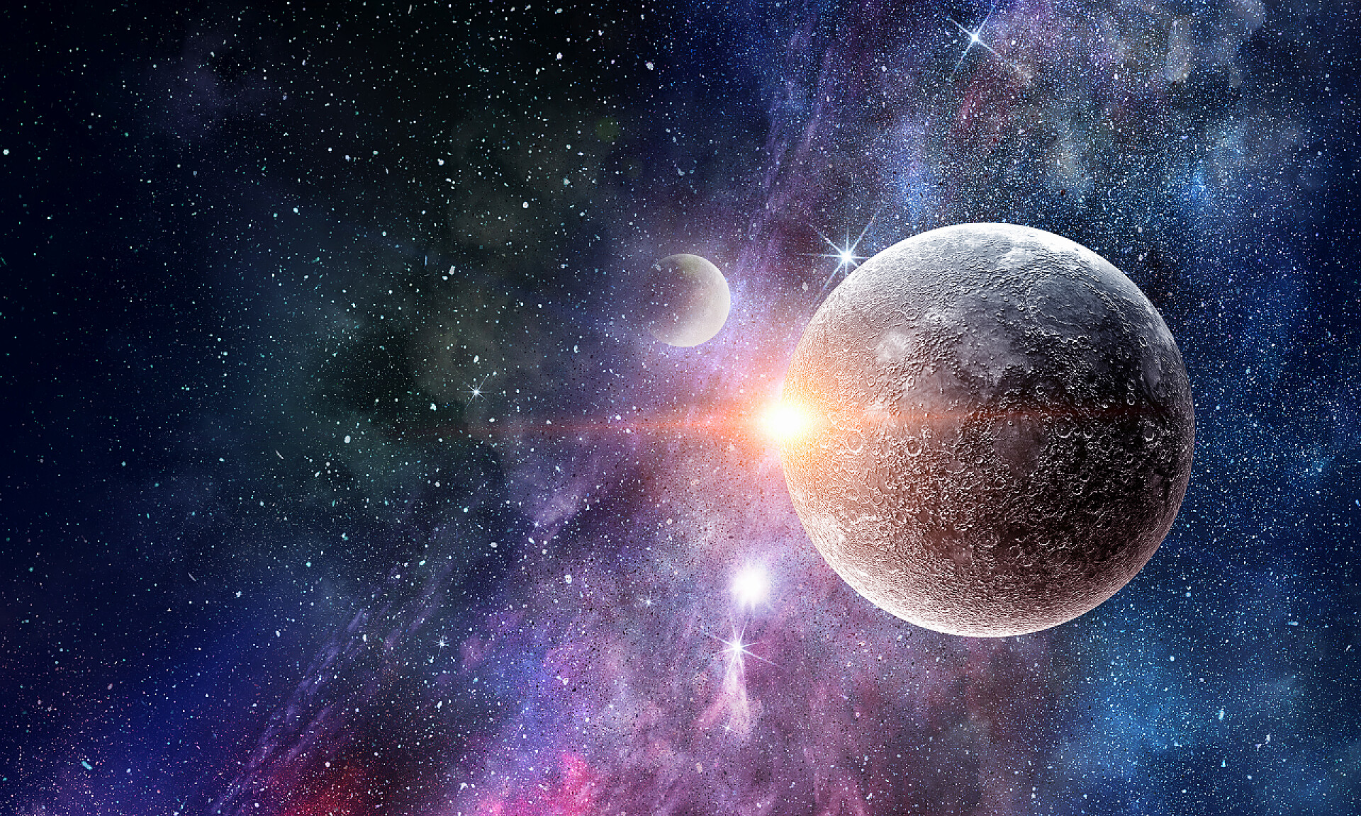 太空背景下的行星空间行星和星云