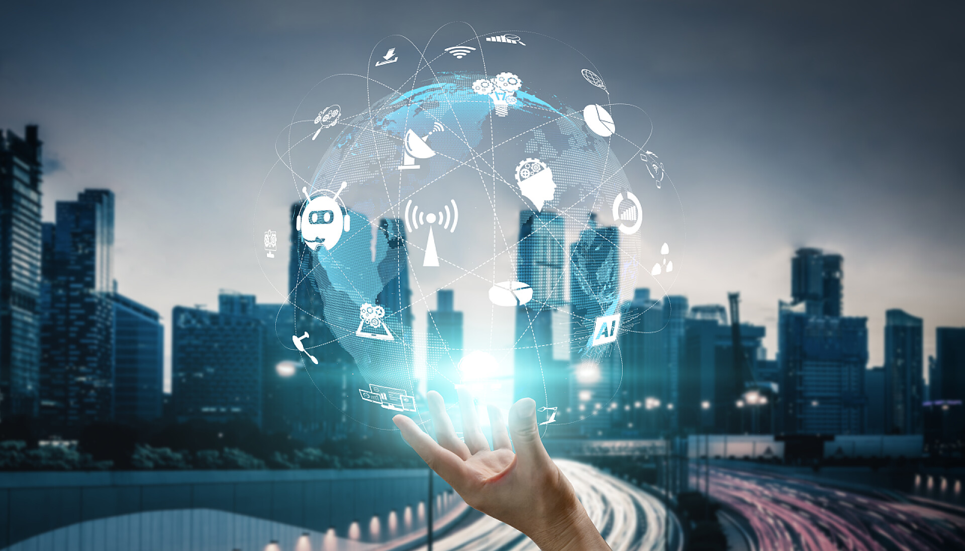 智能城市智能城市的先进通信和全球网络连接