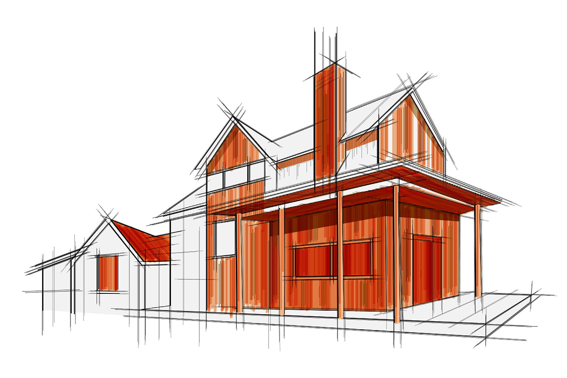 房屋外观设计素描图