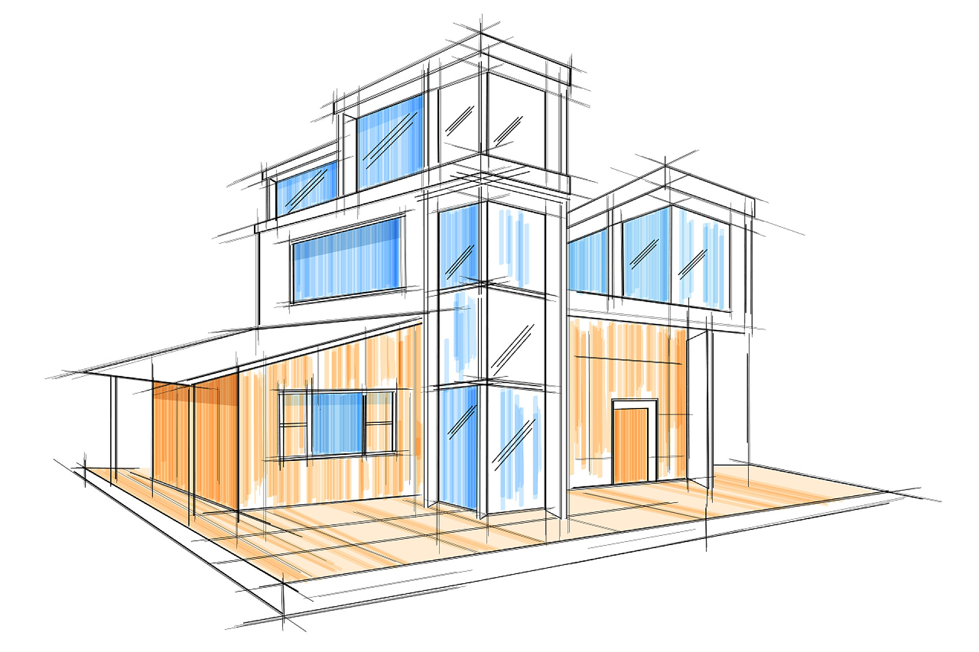 房屋外观素描图