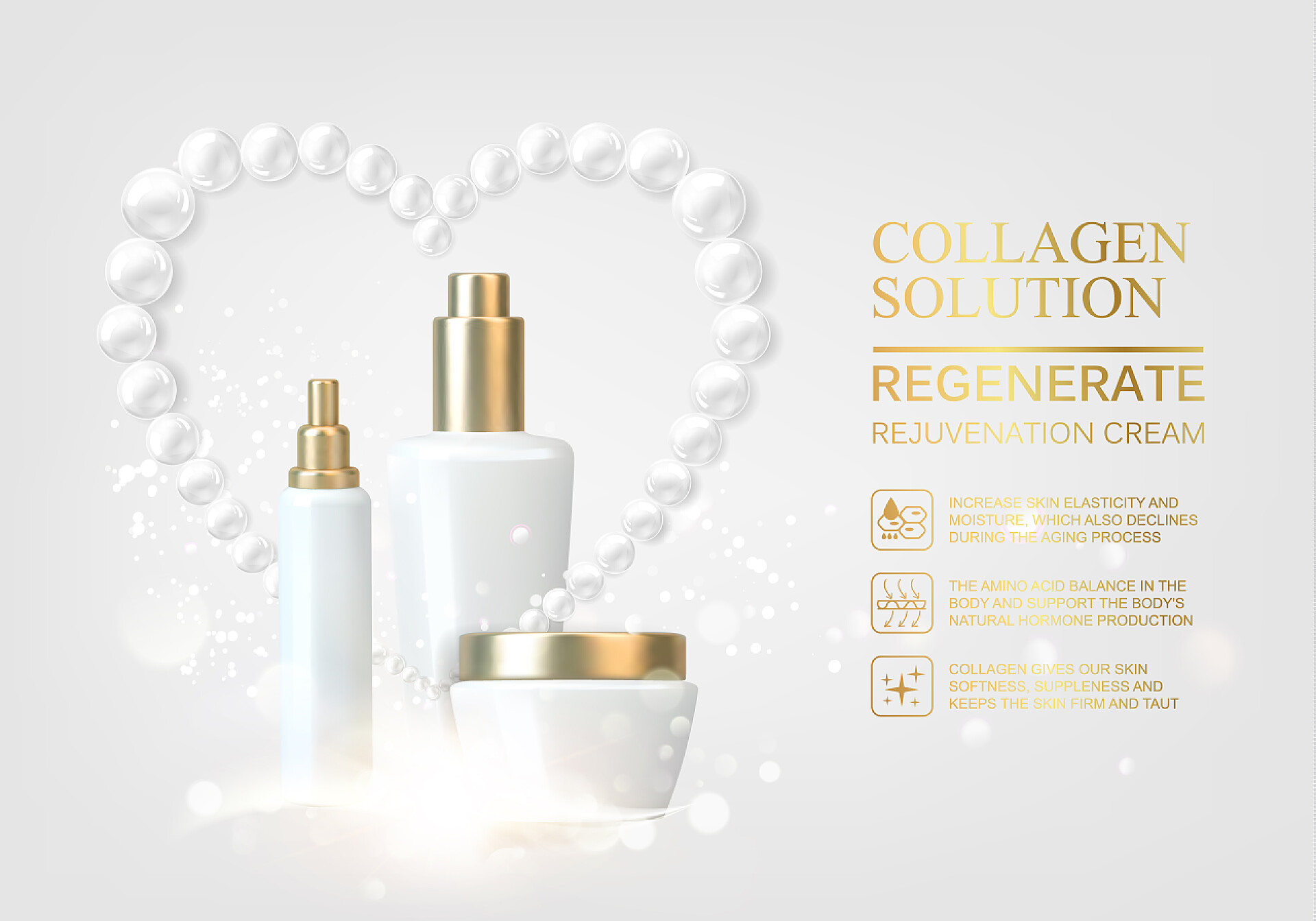 白色背景保湿化妆品展示