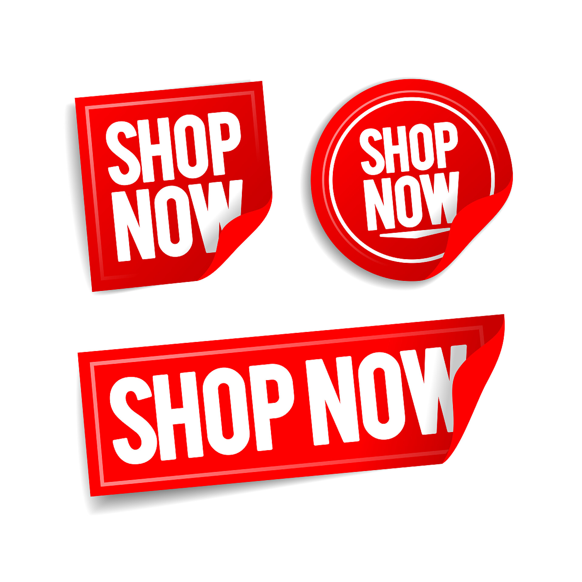 白色背景三张红色贴纸